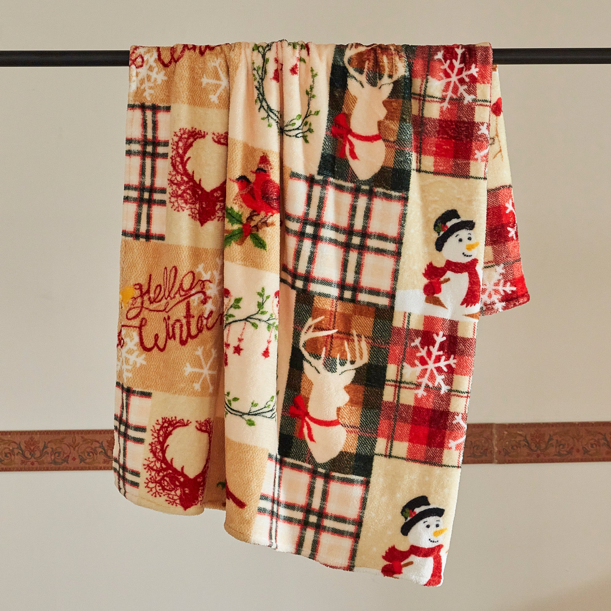 Christmas Throw Blanket 50" x 60" – Soft Flannel Quilt Set Bedspread Throw for Couch, Sofa & Bed