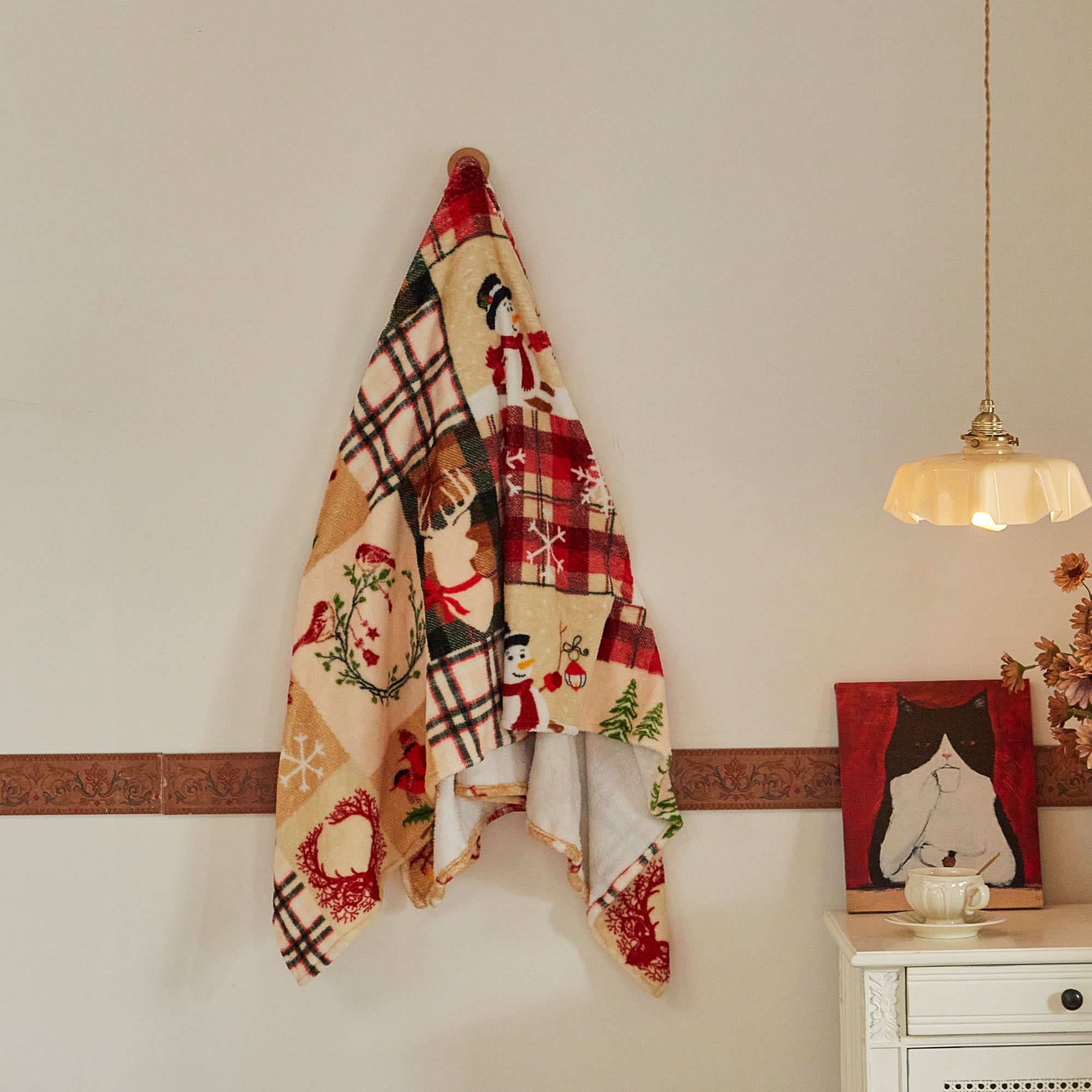 Christmas Throw Blanket 50" x 60" – Soft Flannel Quilt Set Bedspread Throw for Couch, Sofa & Bed