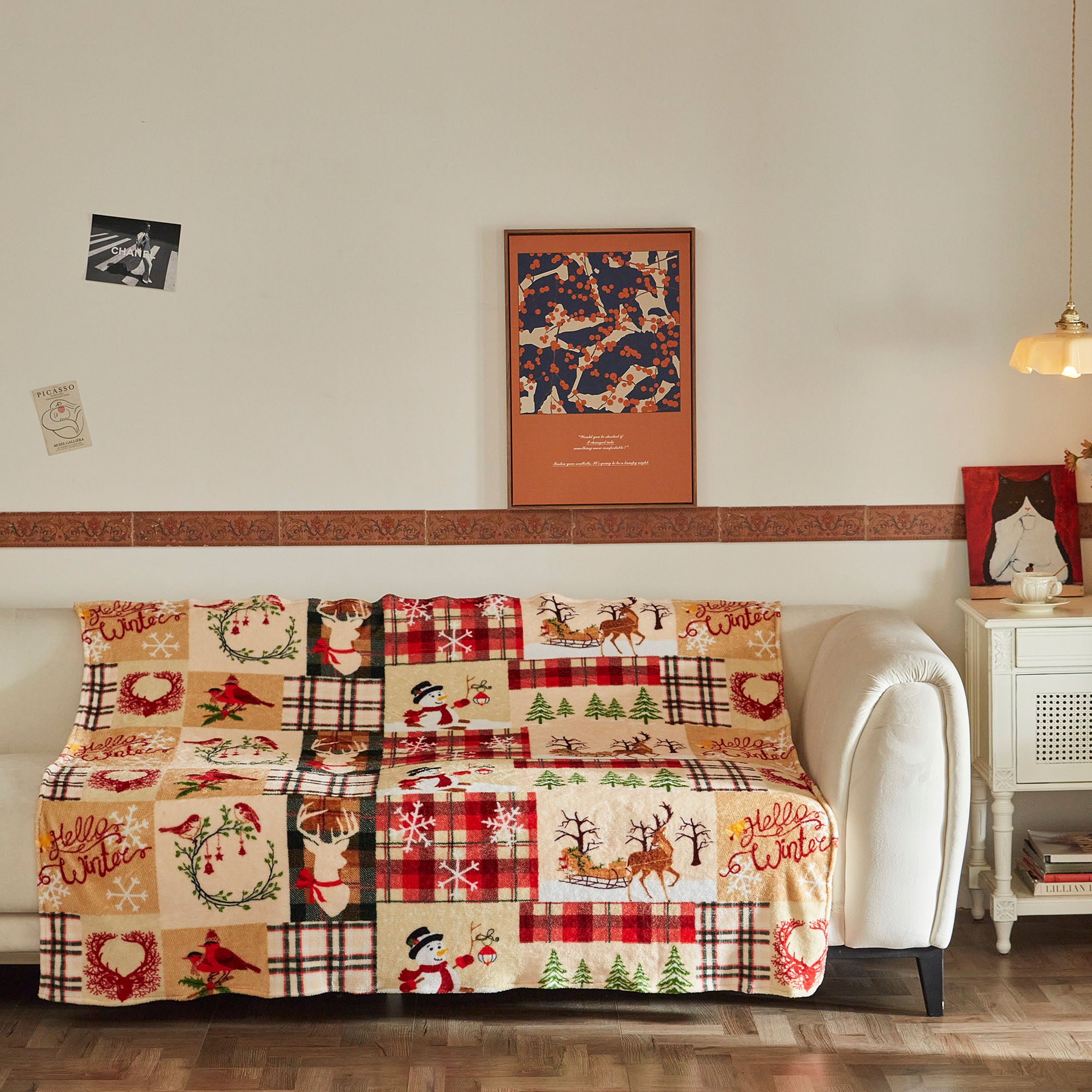 Christmas Throw Blanket 50" x 60" – Soft Flannel Quilt Set Bedspread Throw for Couch, Sofa & Bed