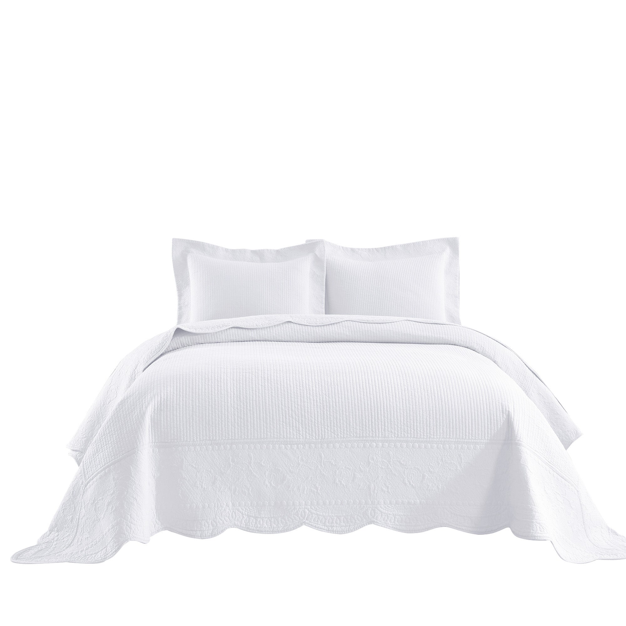 Luxury Embroidered 100% Cotton Quilt Set - 3 Piece Bedspread