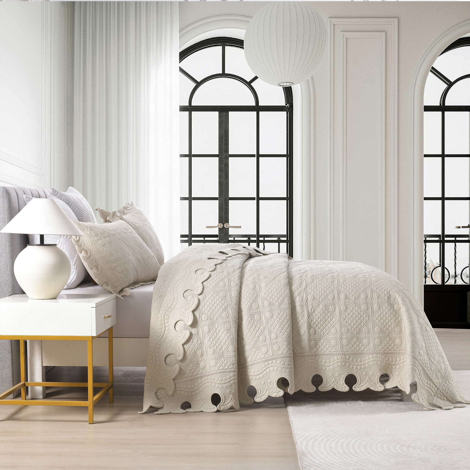 3 Piece 100% Cotton Oversized Lightweight Quilt Bedspread Set TW