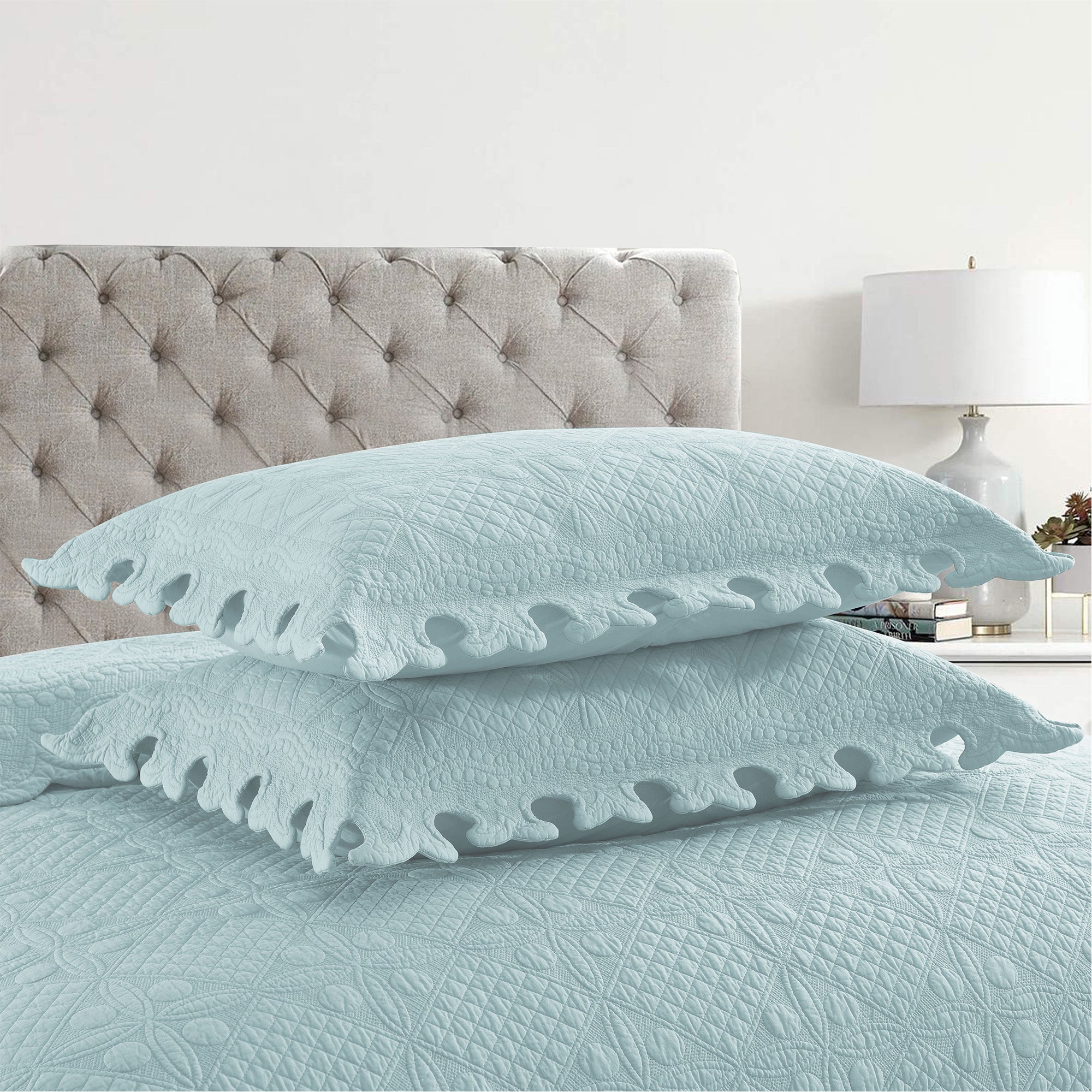 3 Piece 100% Cotton Oversized Lightweight Quilt Bedspread Set TW