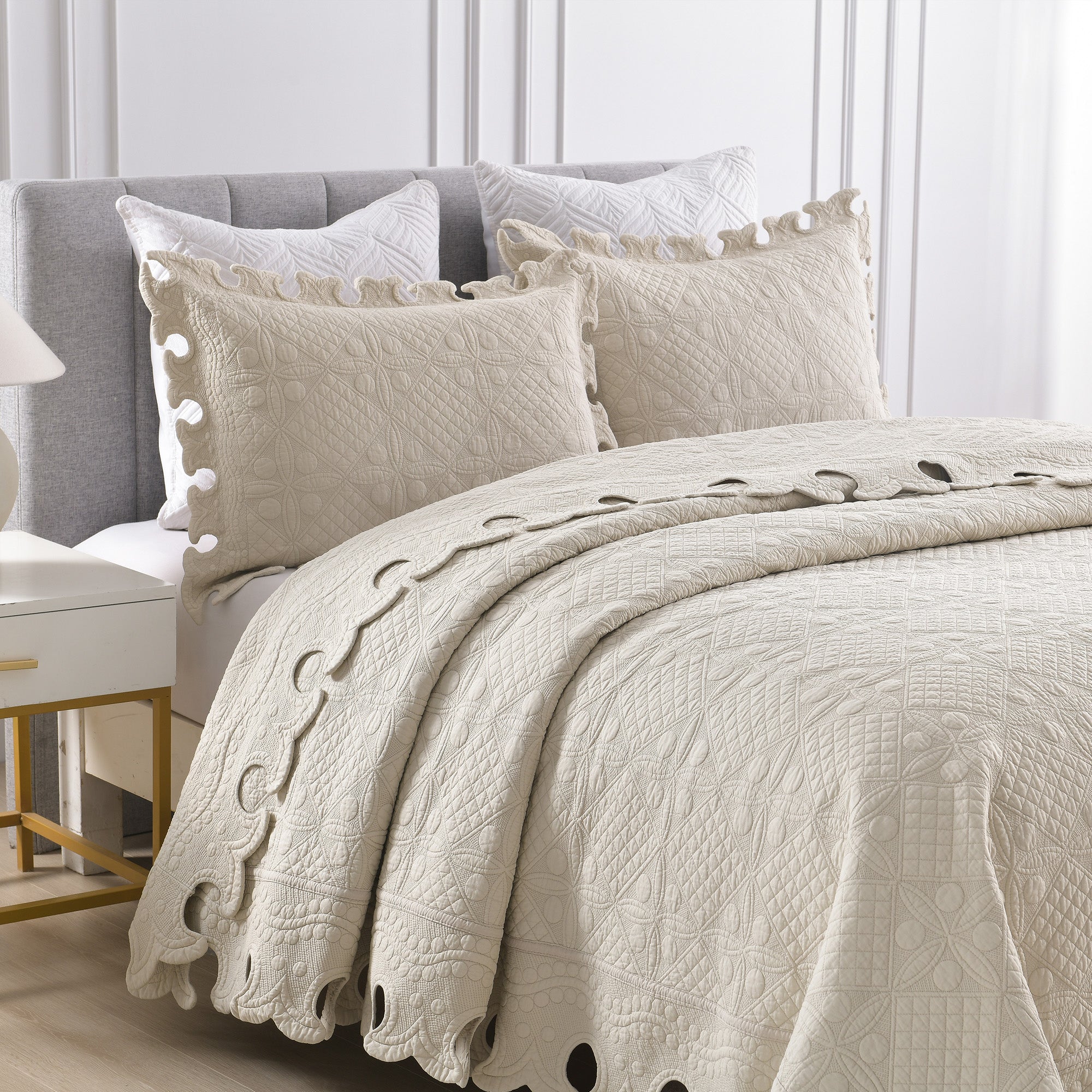 3 Piece 100% Cotton Oversized Lightweight Quilt Bedspread Set TW