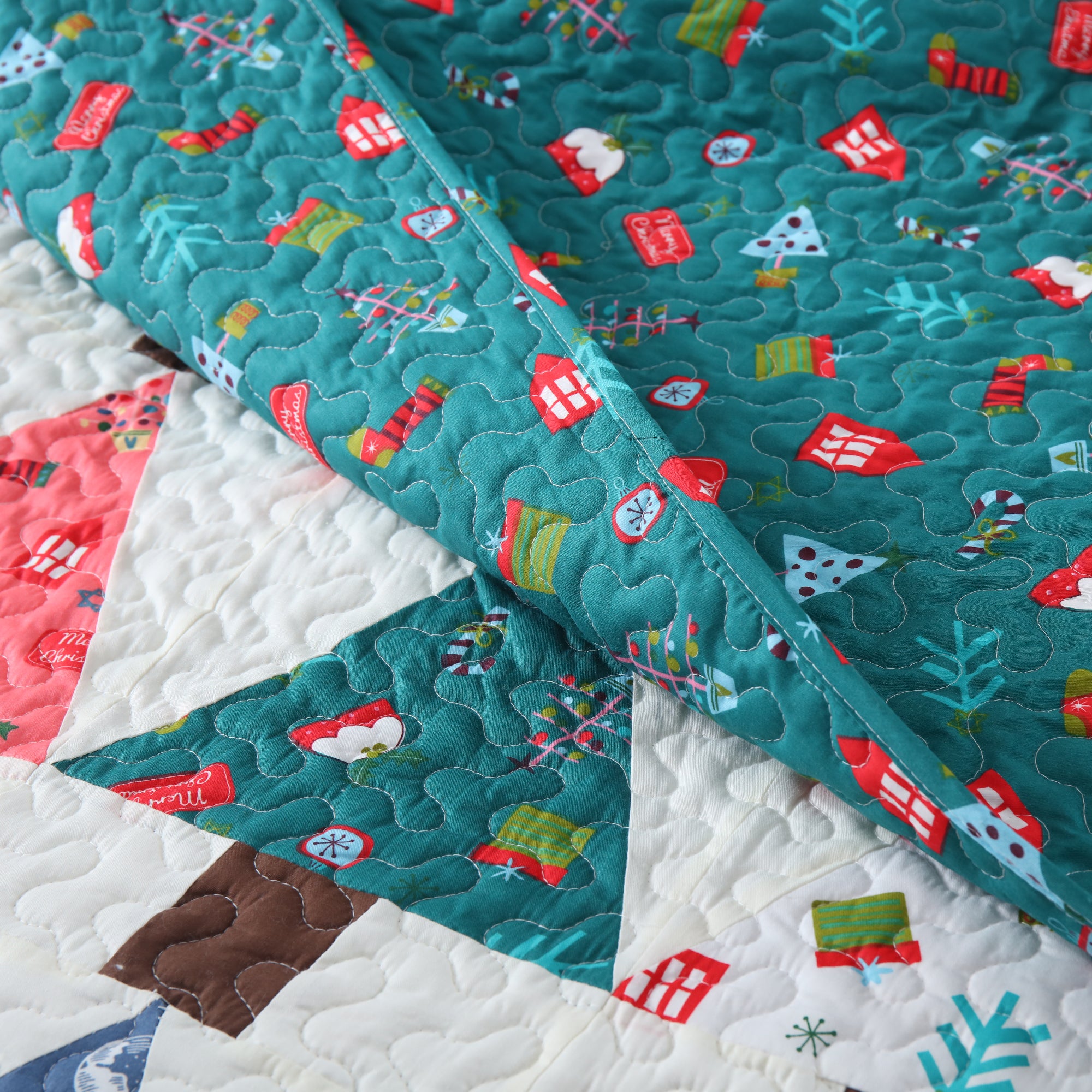 3 Piece Christmas Quilt Set, Christmas Tree Patchwork Bedspread PW101