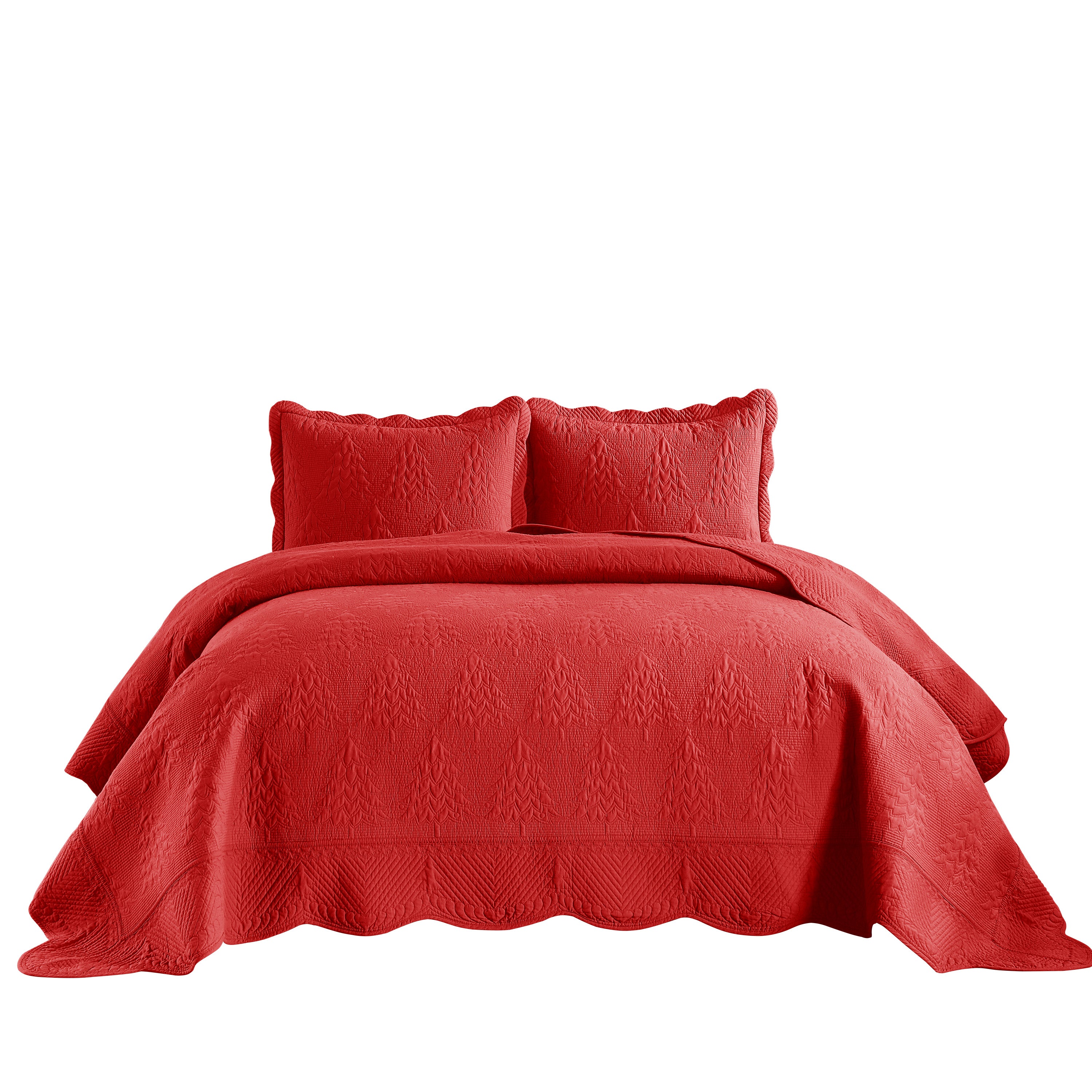 3 Piece 100% Cotton Christmas Tree Oversized Lightweight Bedspread Quilt Set TC