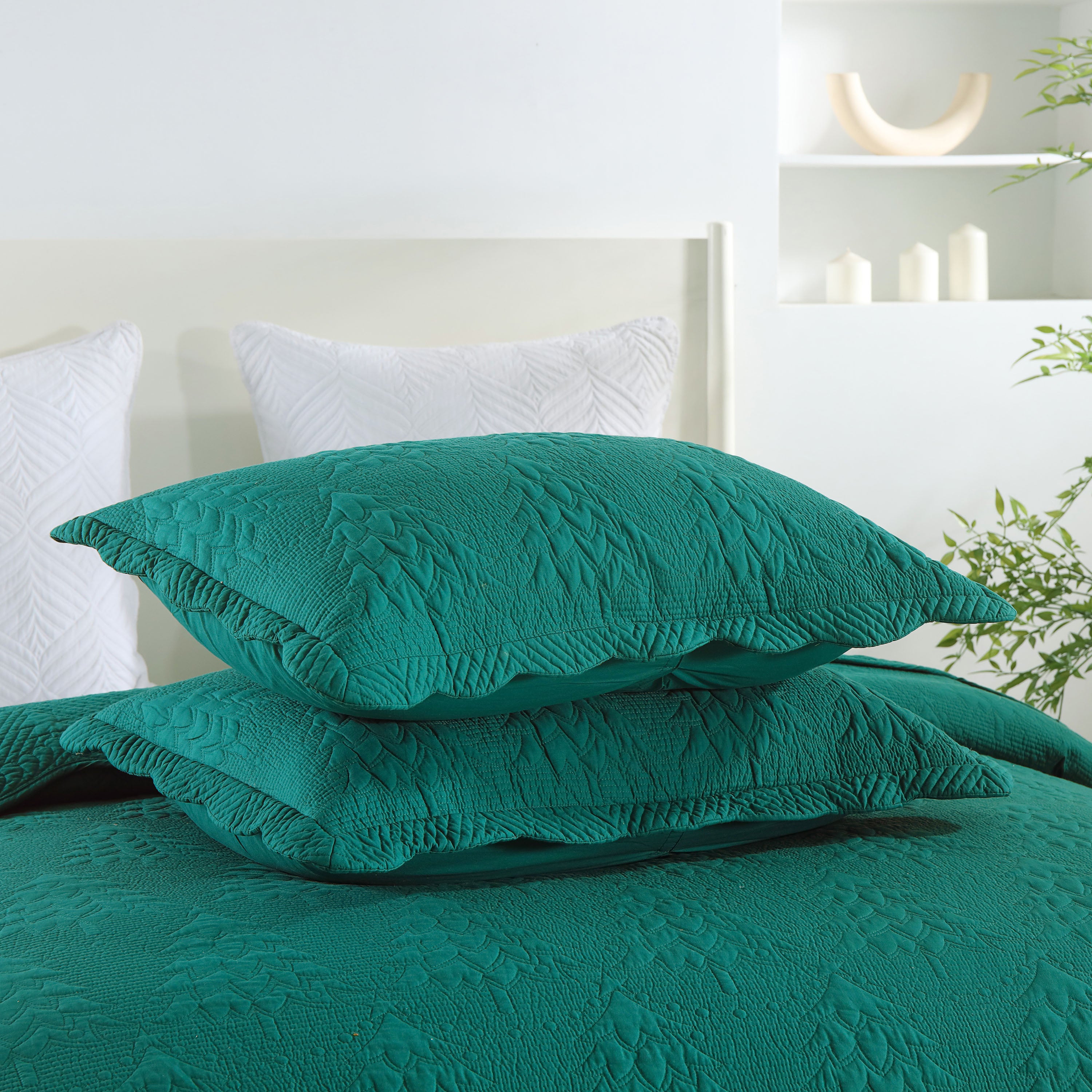 3 Piece 100% Cotton Christmas Tree Oversized Lightweight Bedspread Quilt Set TC