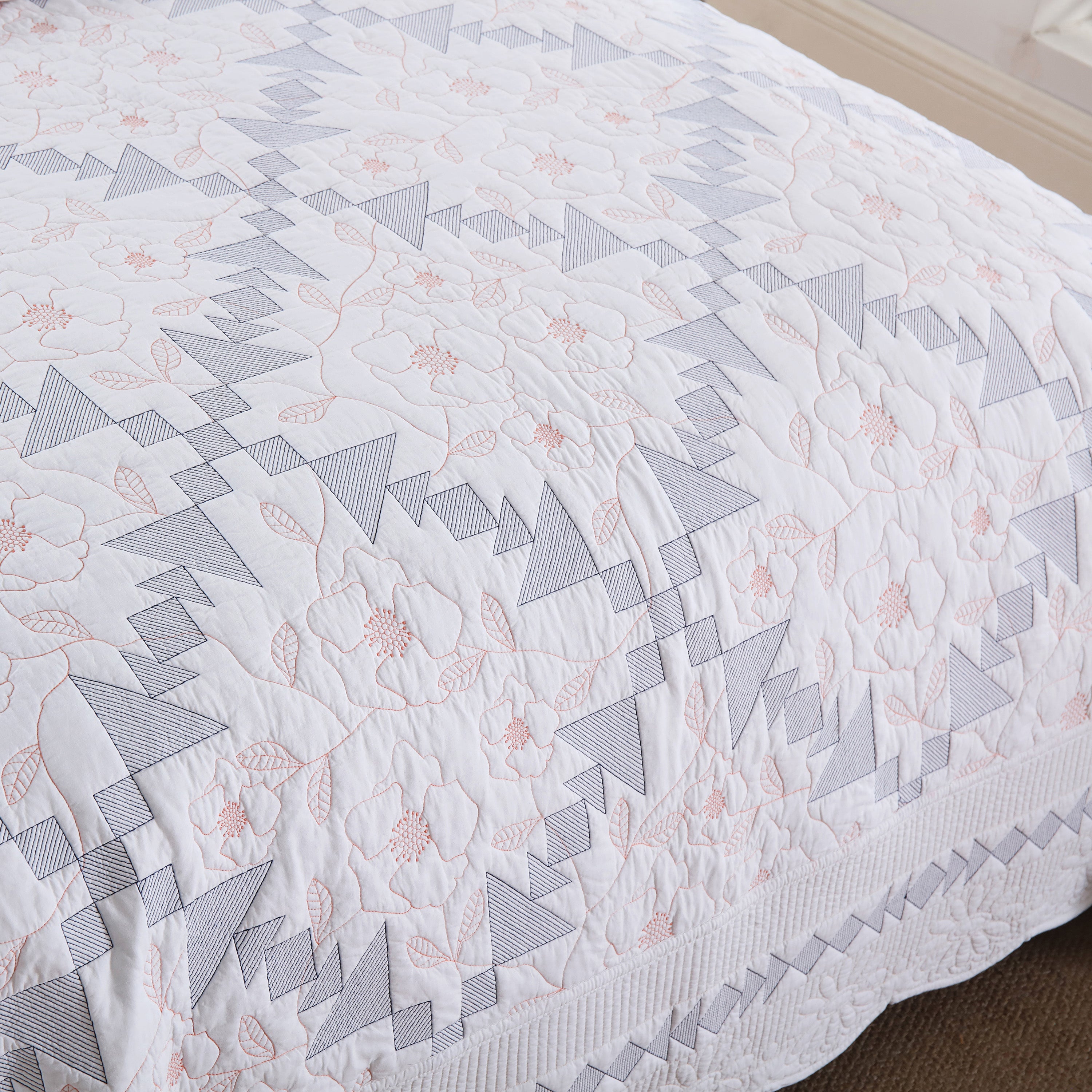 3 Piece 100% Cotton Christmas Tree Oversized Quilt Bedspread Set TC133