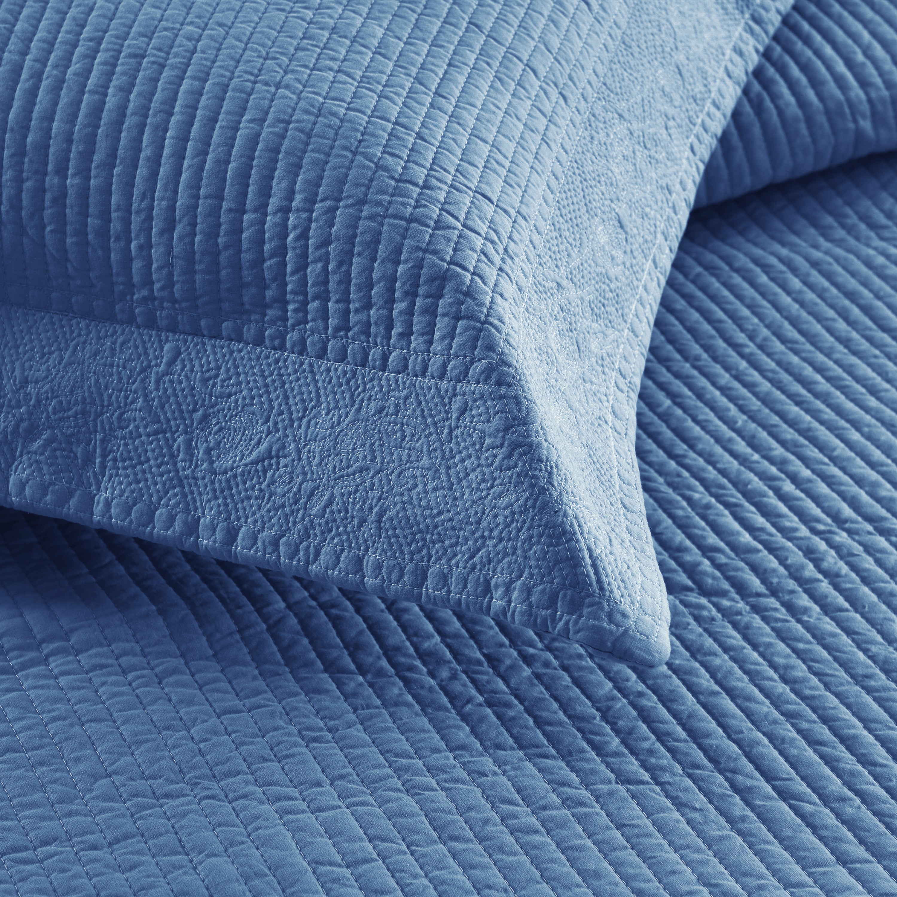 3 Piece 100% Cotton Quilt Set, Oversized Lightweight Textured Bedspread TG