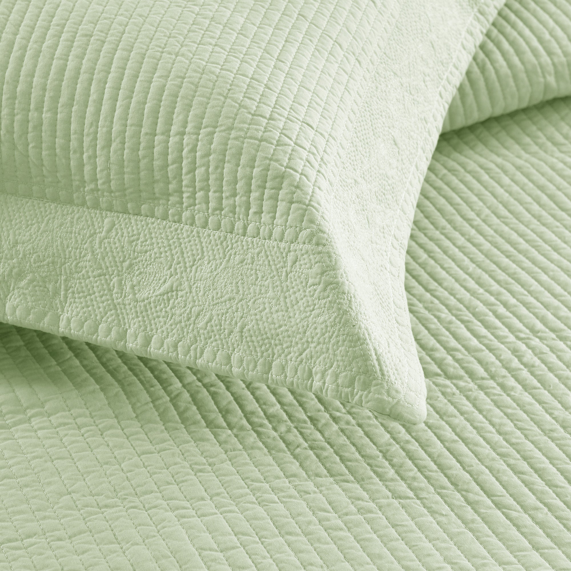 3 Piece 100% Cotton Quilt Set, Oversized Lightweight Textured Bedspread TG