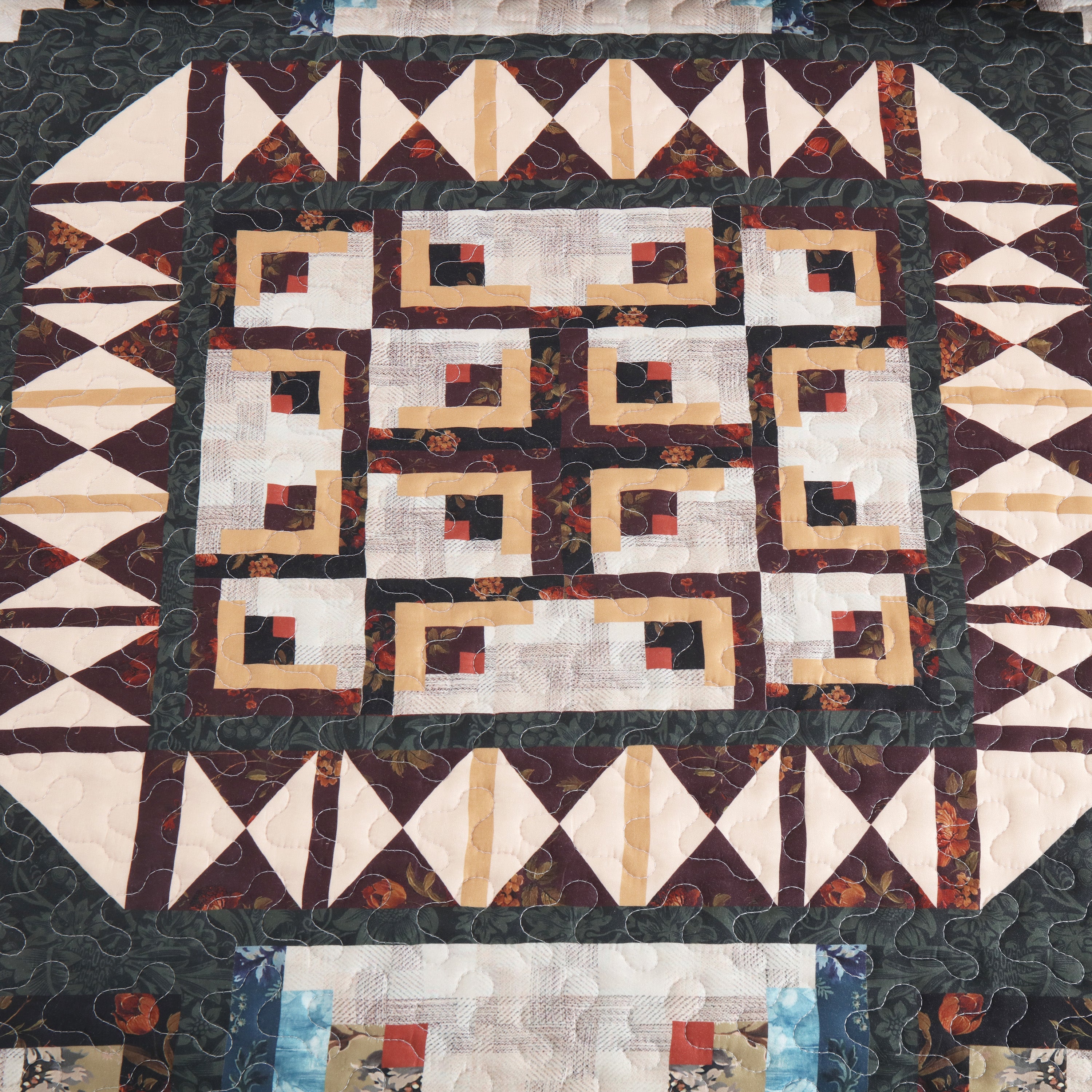 3 Piece Southwestern Lightweight Quilt Bedspread Set Maze Pattern B198
