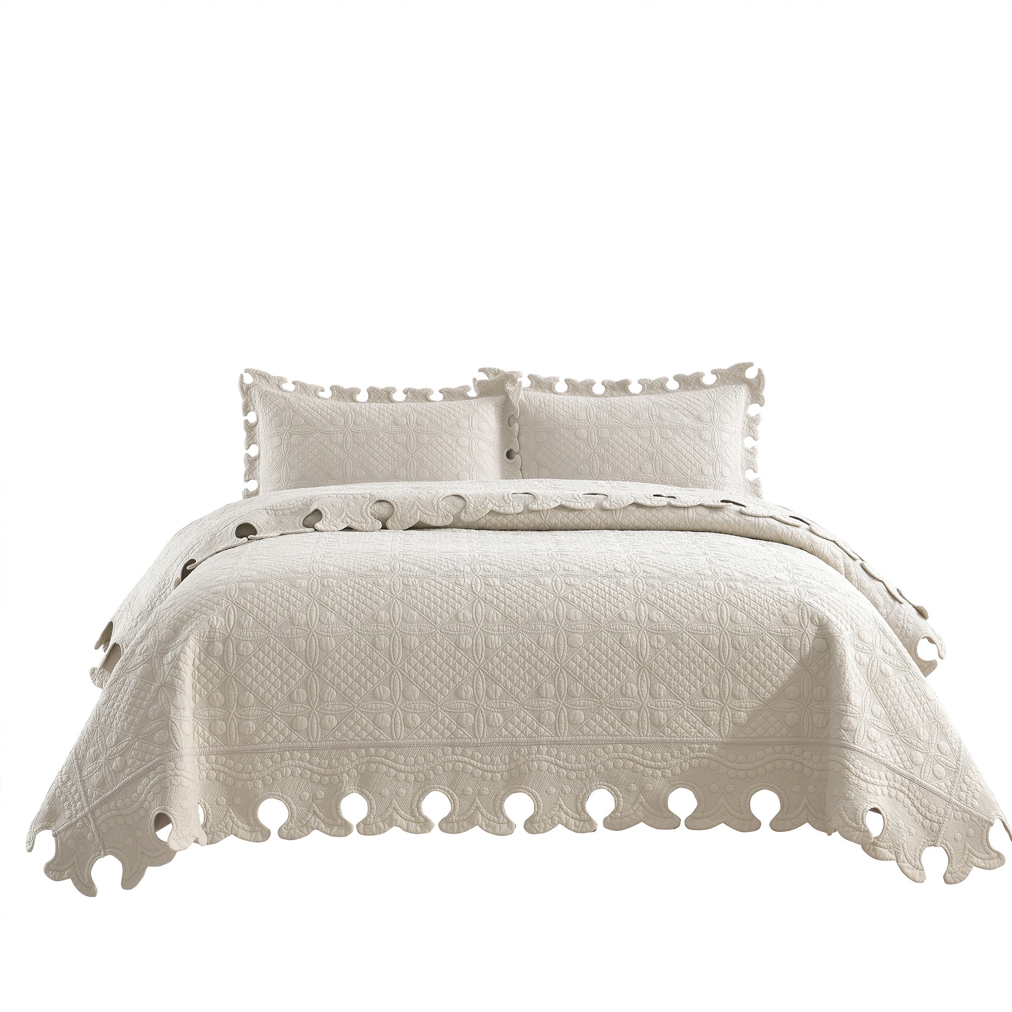 3 Piece 100% Cotton Oversized Lightweight Quilt Bedspread Set TW