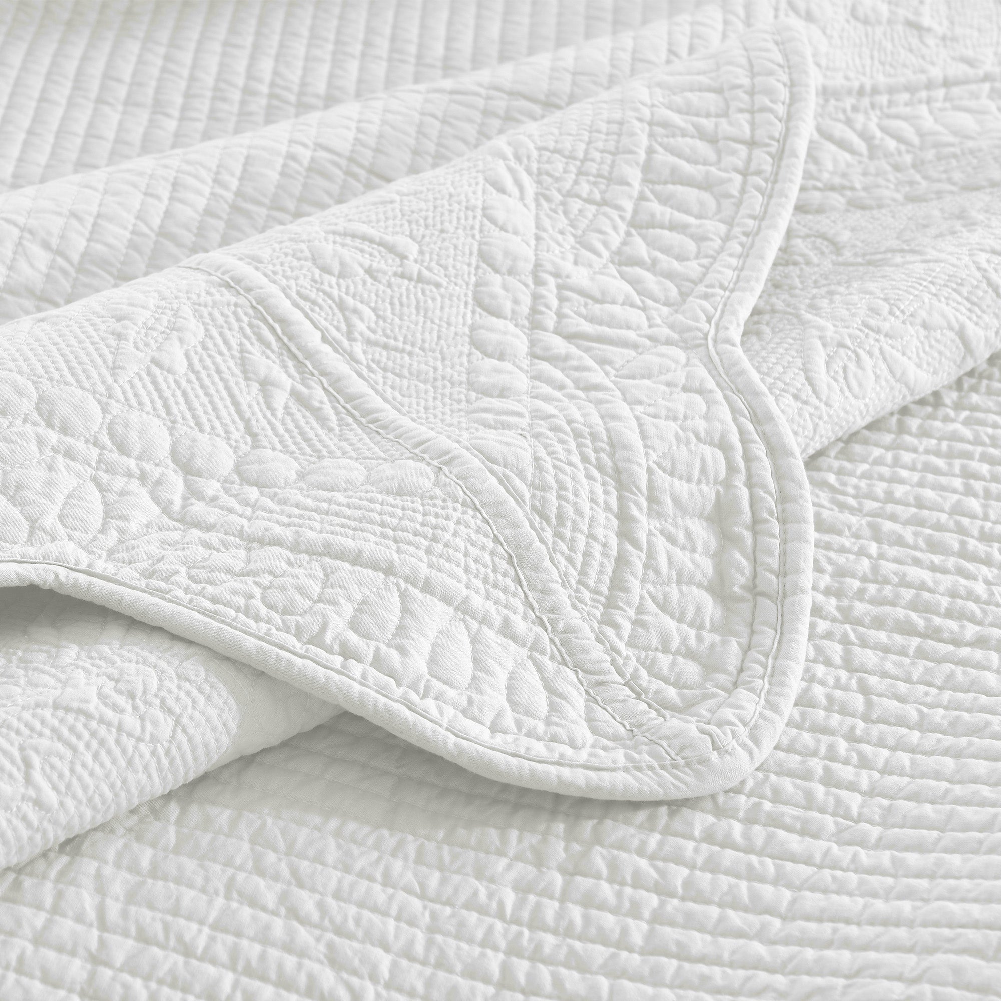 3 Piece 100% Cotton Quilt Set, Oversized Lightweight Textured Bedspread TG