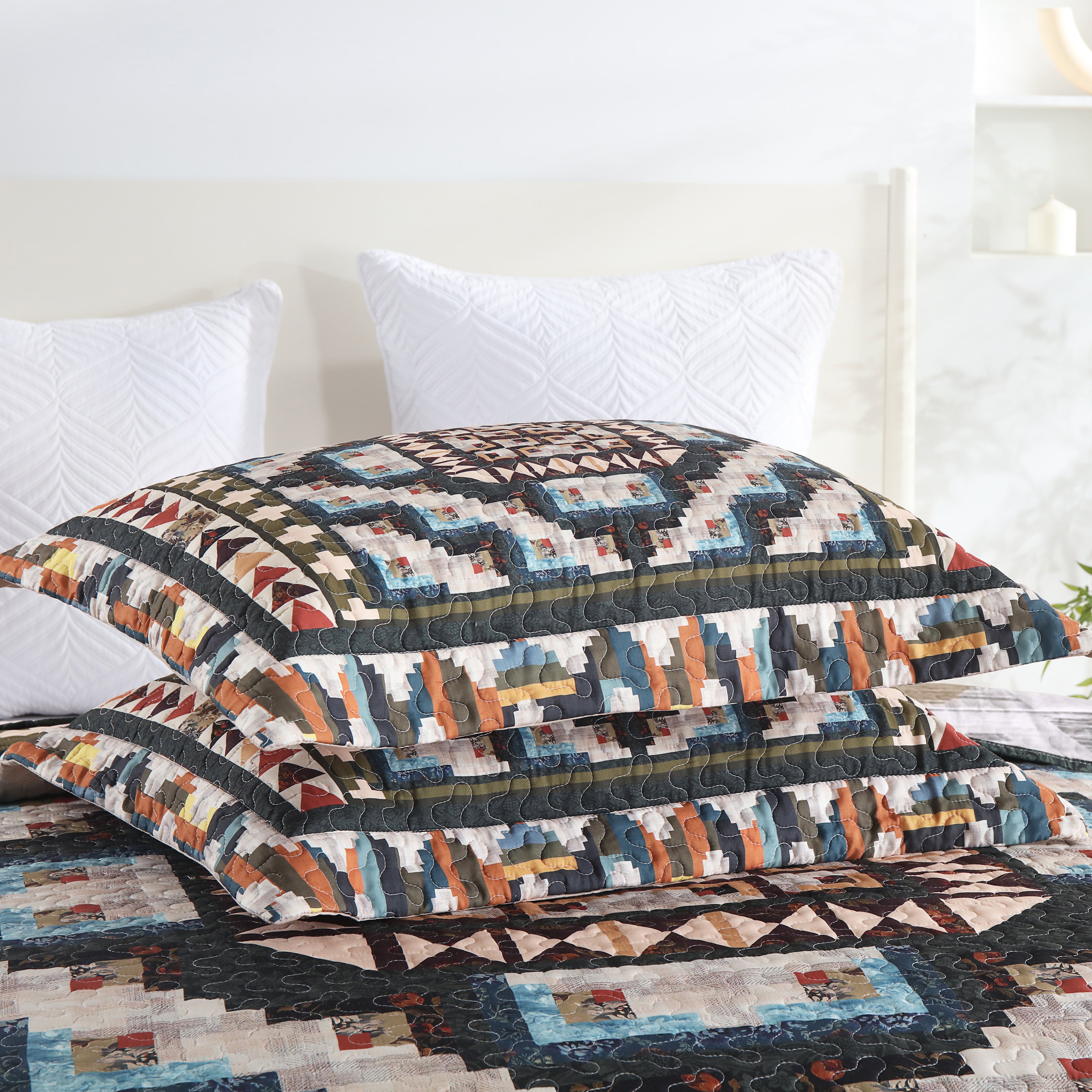 3 Piece Southwestern Lightweight Quilt Bedspread Set Maze Pattern B198