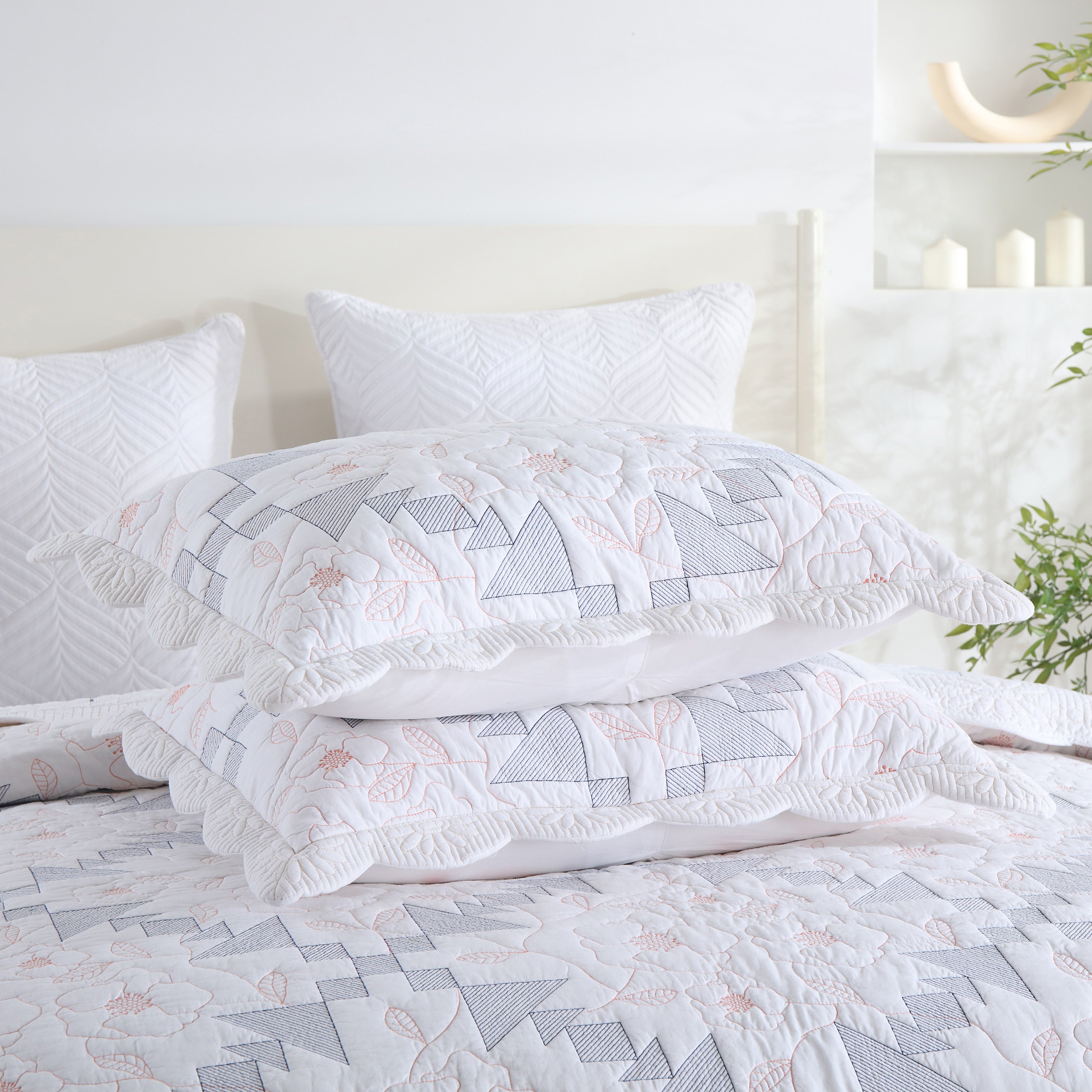 3 Piece 100% Cotton Christmas Tree Oversized Quilt Bedspread Set TC133