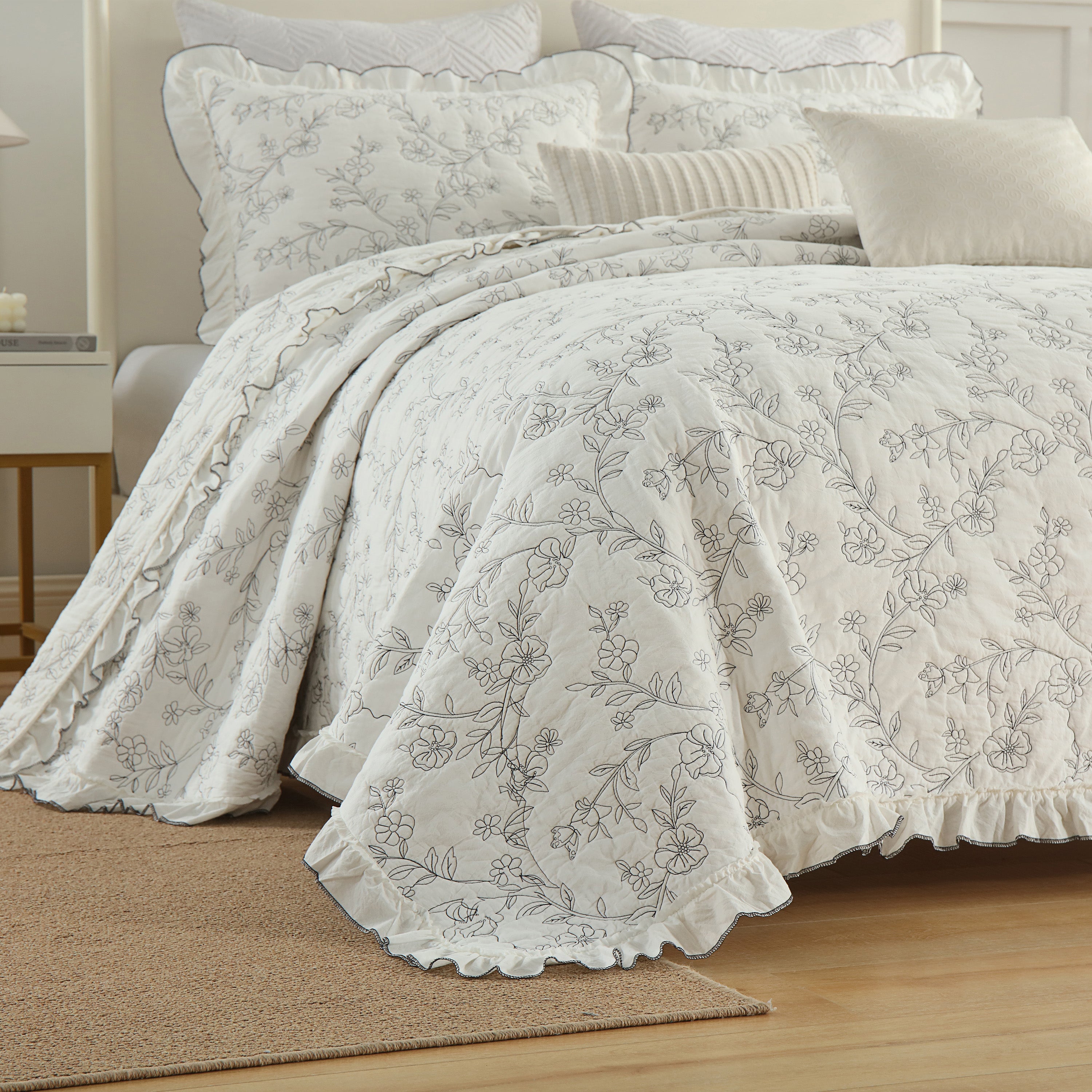 3-Piece 100% Cotton Oversized Bedspread Set Coverlet Set Lightweight Quilt Set BY320