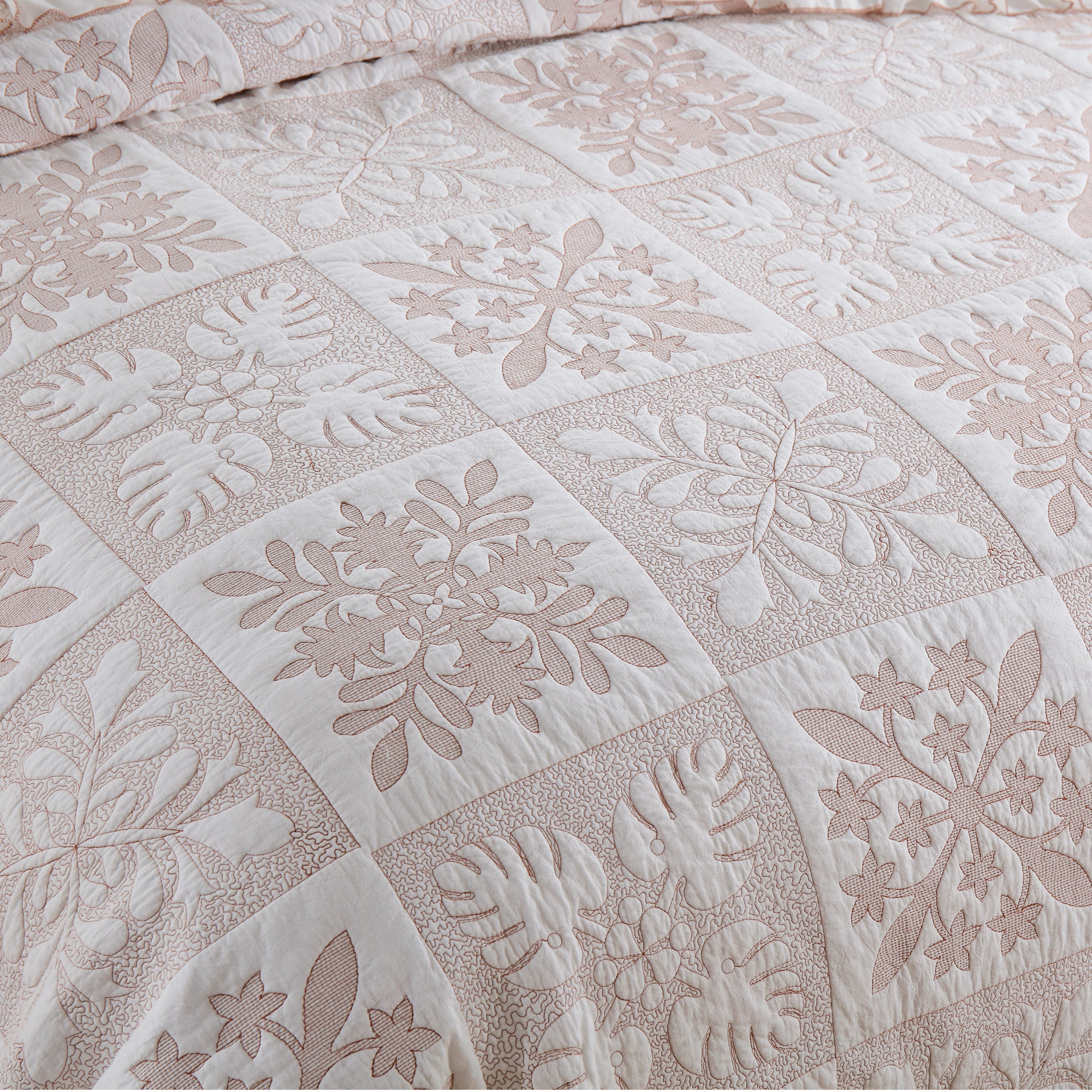 3 Piece 100% Cotton Embroidered Quilt Bedspread Set TJ