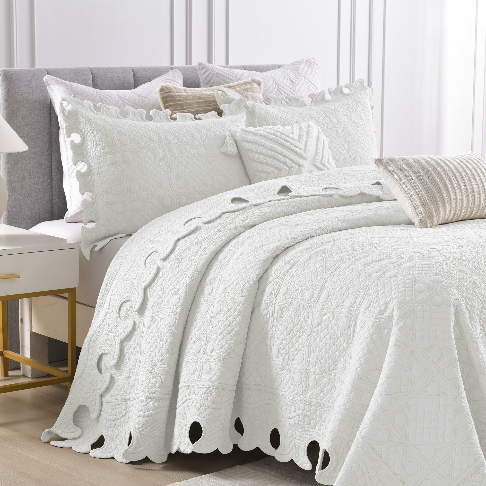 3 Piece 100% Cotton Oversized Lightweight Quilt Bedspread Set TW