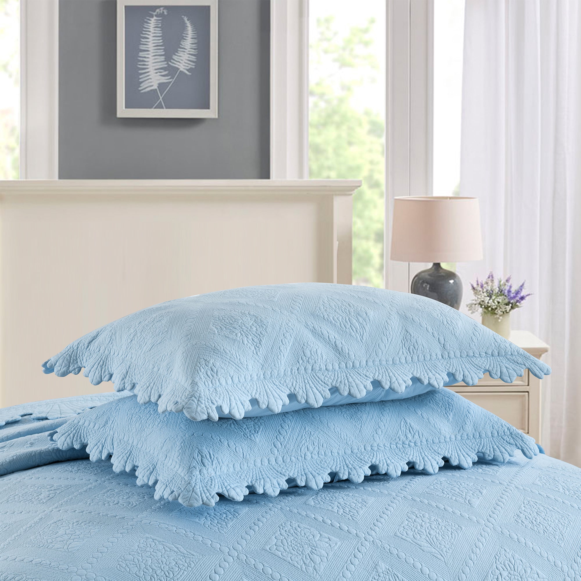 3 Piece 100% Cotton Oversized Lightweight Quilt Bedspread Set TK