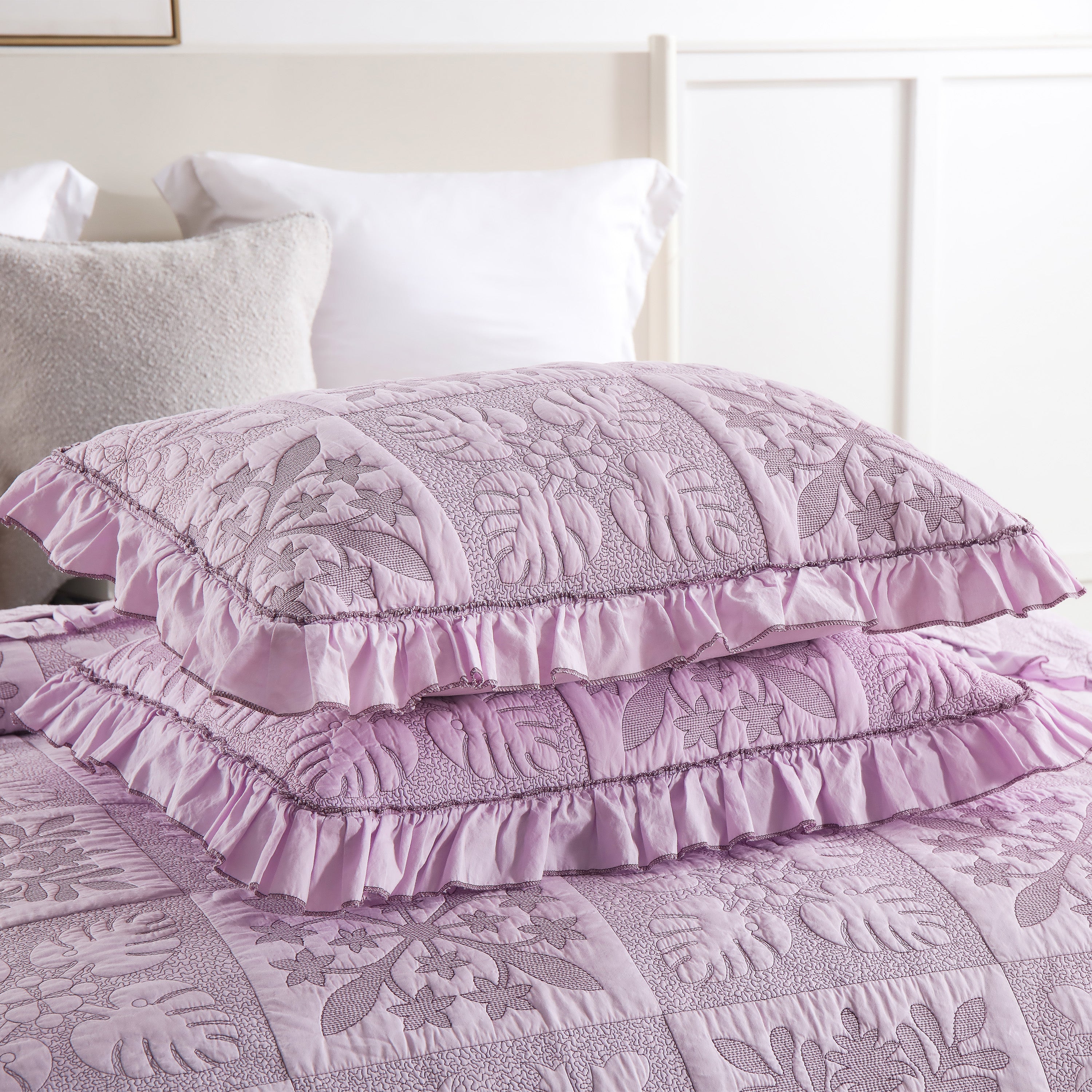 3 Piece 100% Cotton Embroidered Quilt Bedspread Set TJ