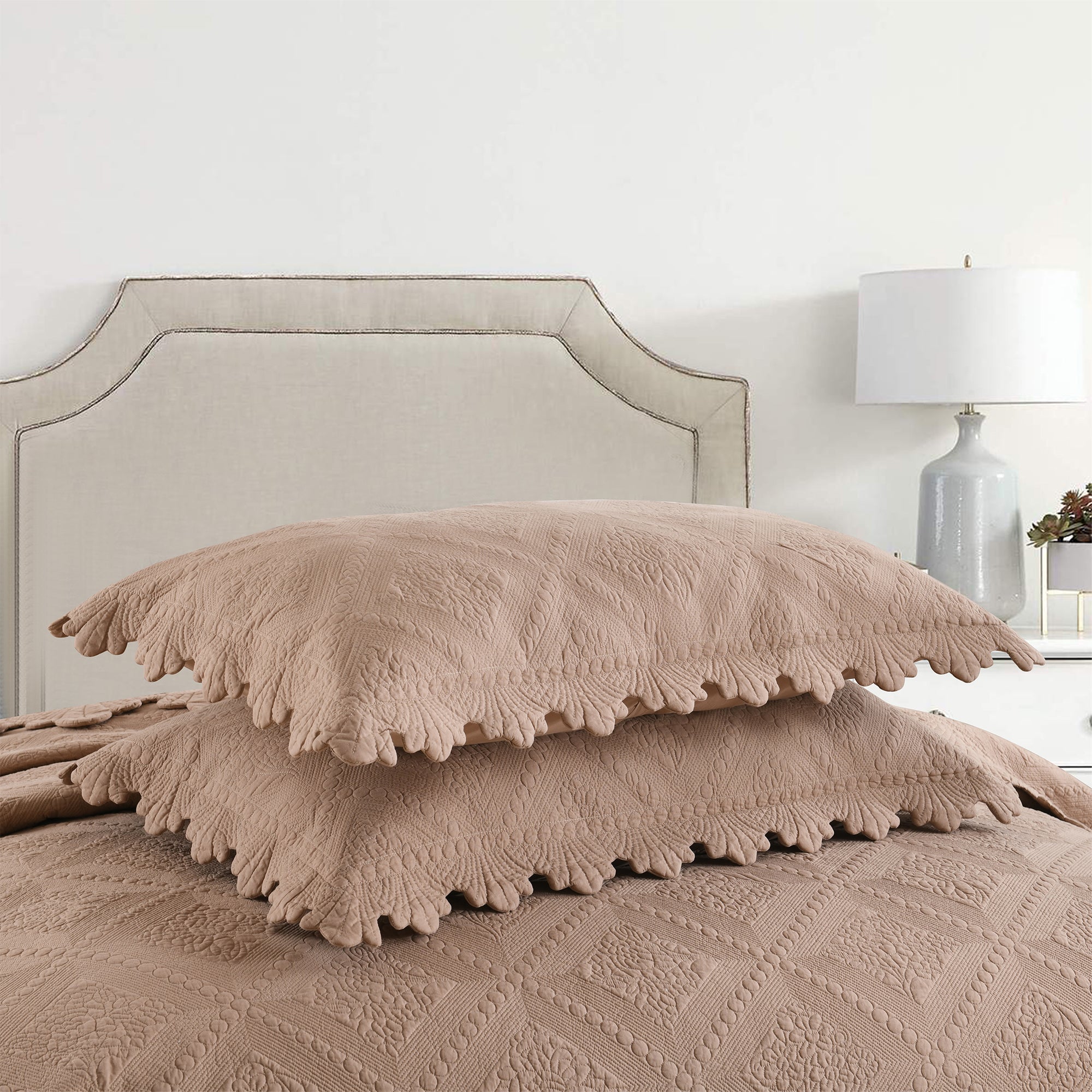 3 Piece 100% Cotton Oversized Lightweight Quilt Bedspread Set TK