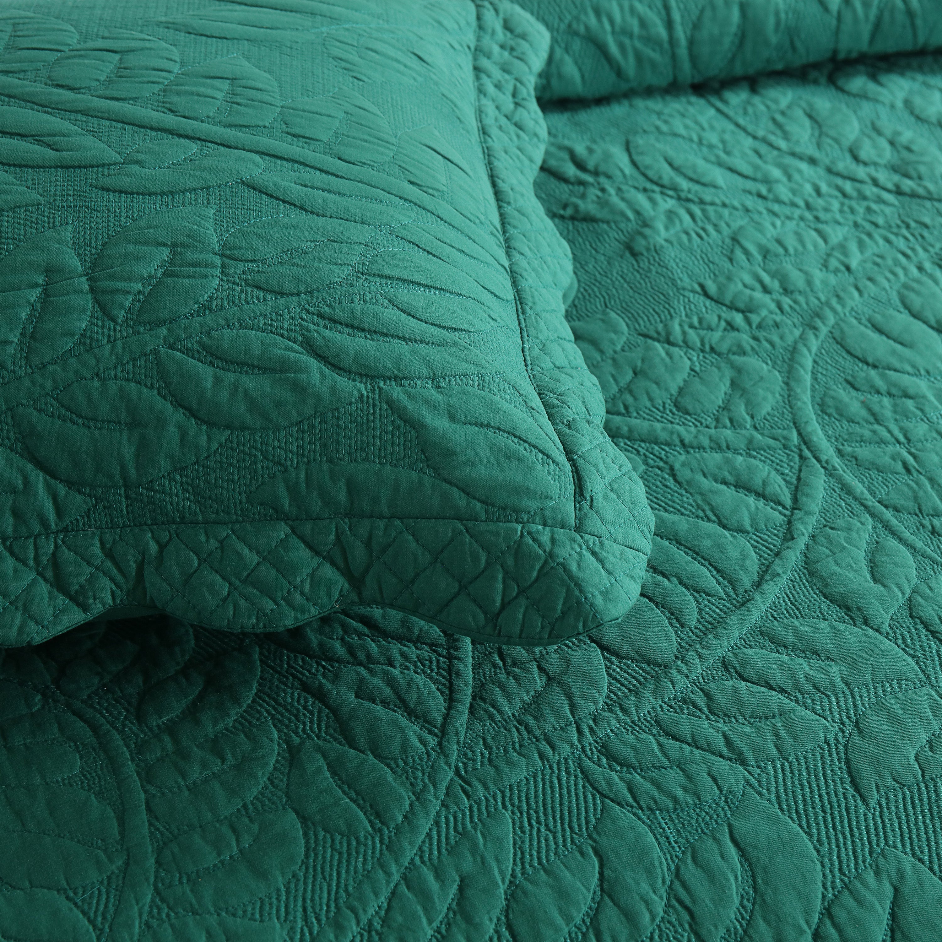 3 Piece 100% Cotton Quilt Set, Oversized Quilted Bedspread T