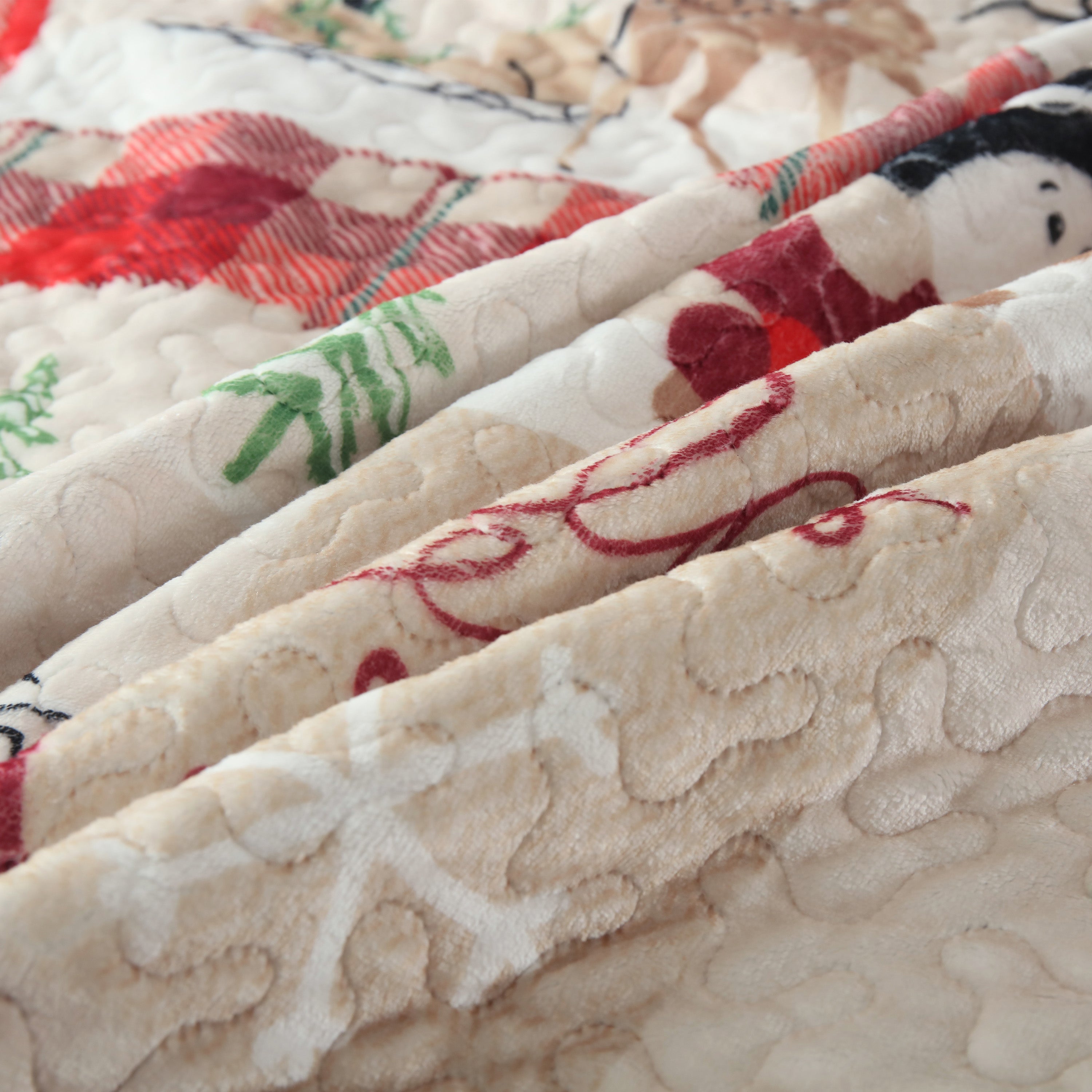 3 Piece Velvet Quilted Christmas Quilt Bedspread Set BYV207