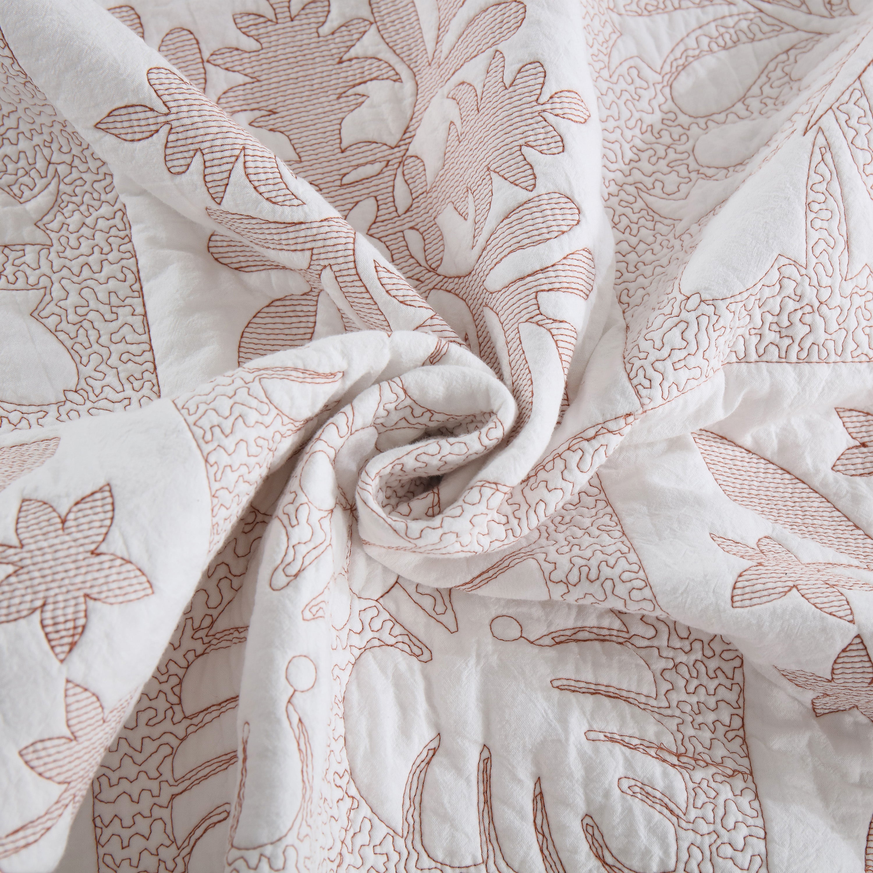 3 Piece 100% Cotton Embroidered Quilt Bedspread Set TJ