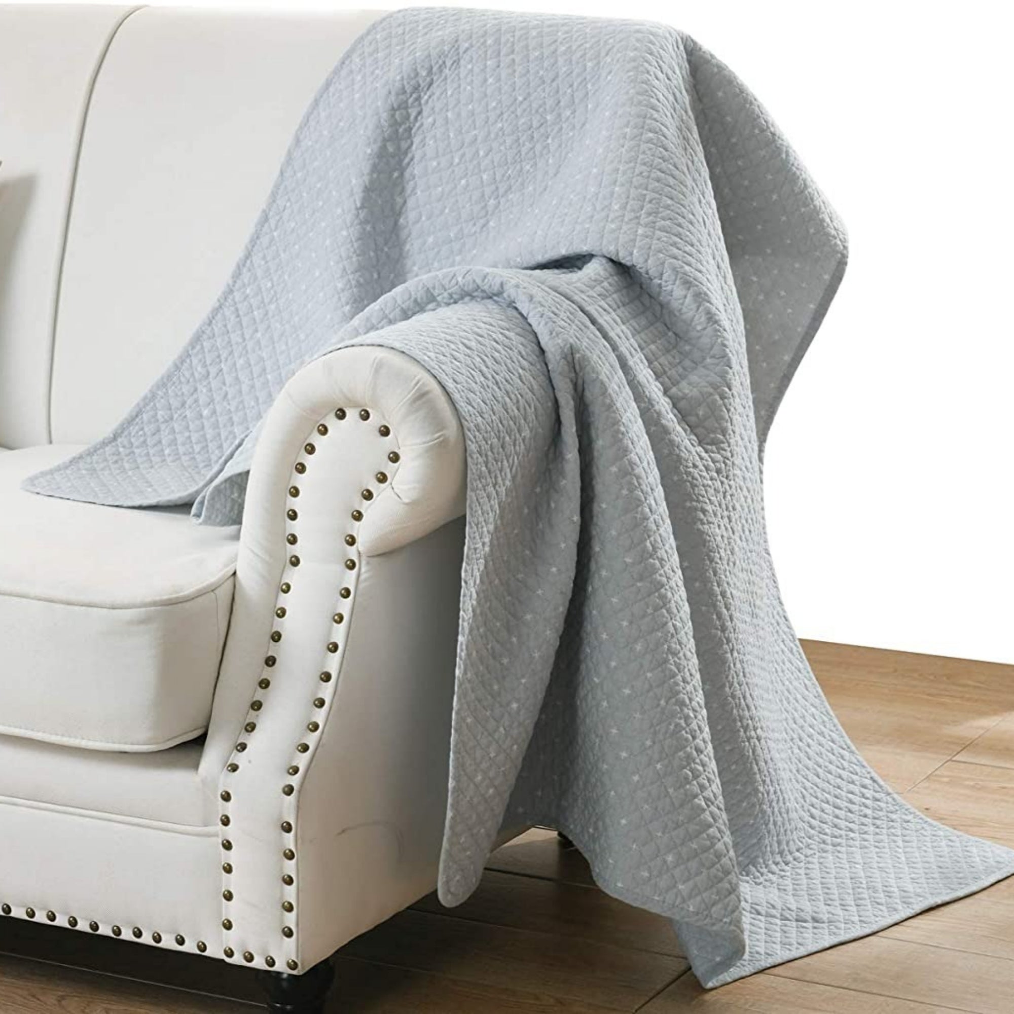 100% Cotton Quilted Throw Blanket Soft Decorative Couch Sofa Cover Lightweight Bed Throw