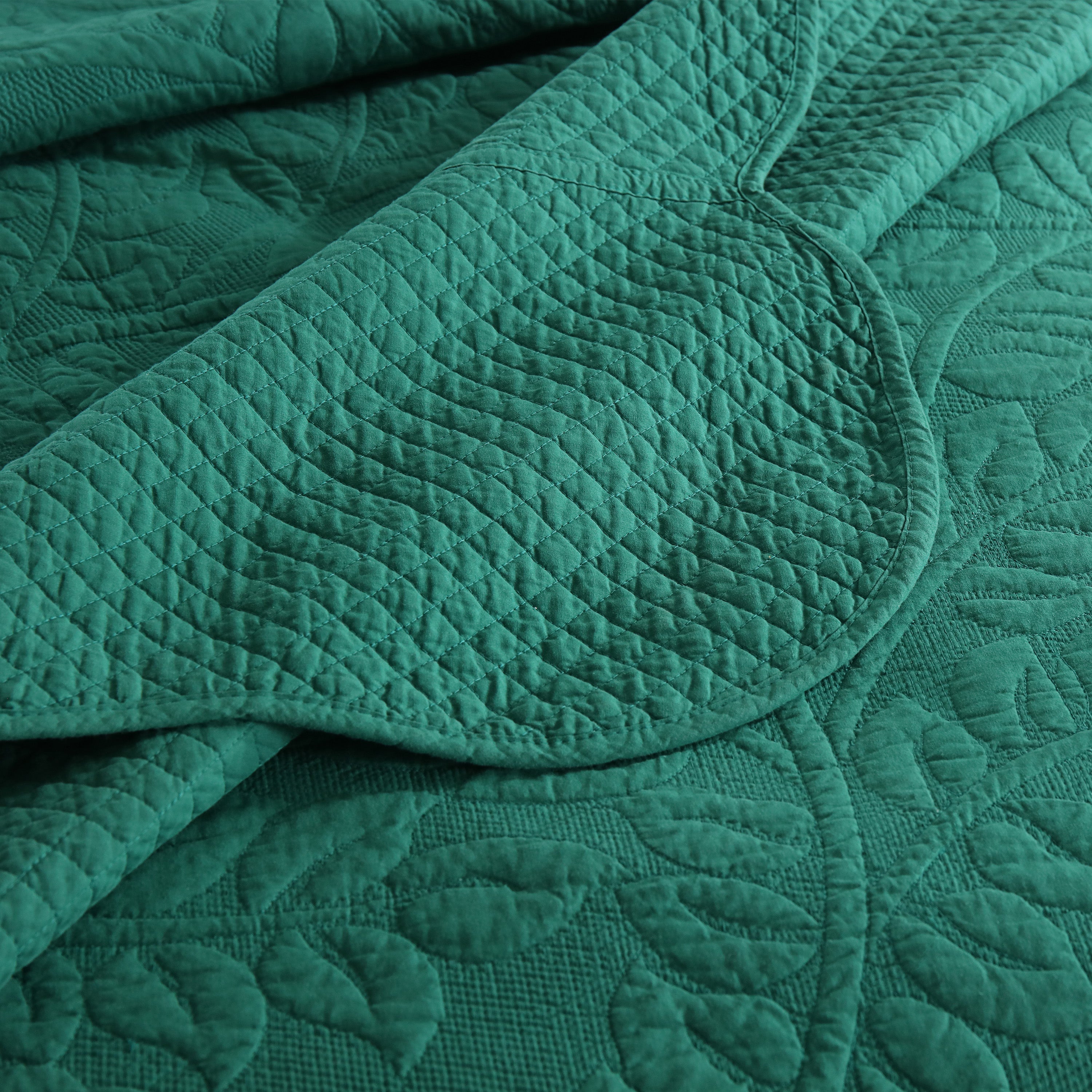 3 Piece 100% Cotton Quilt Set, Oversized Quilted Bedspread T