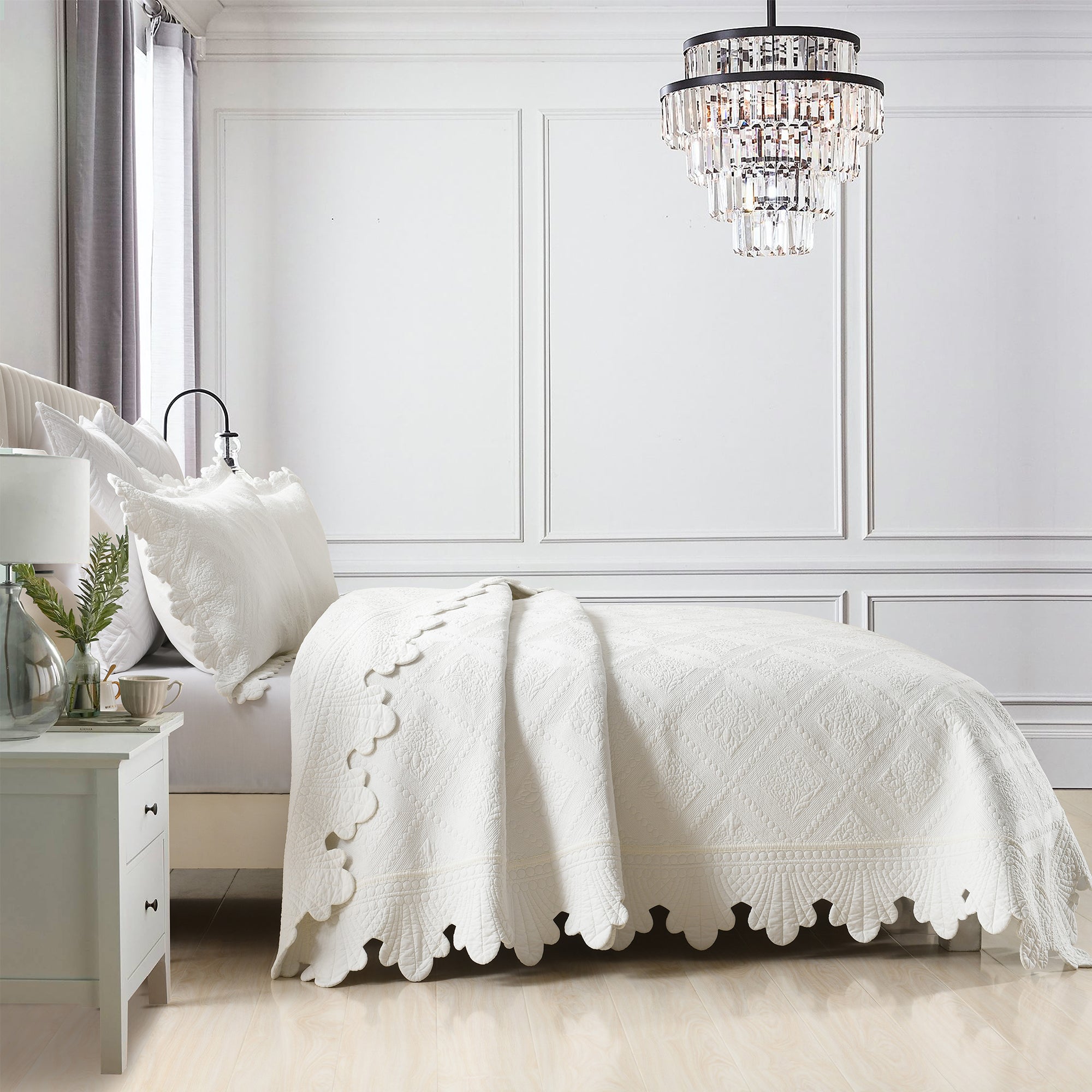 3 Piece 100% Cotton Oversized Lightweight Quilt Bedspread Set TK