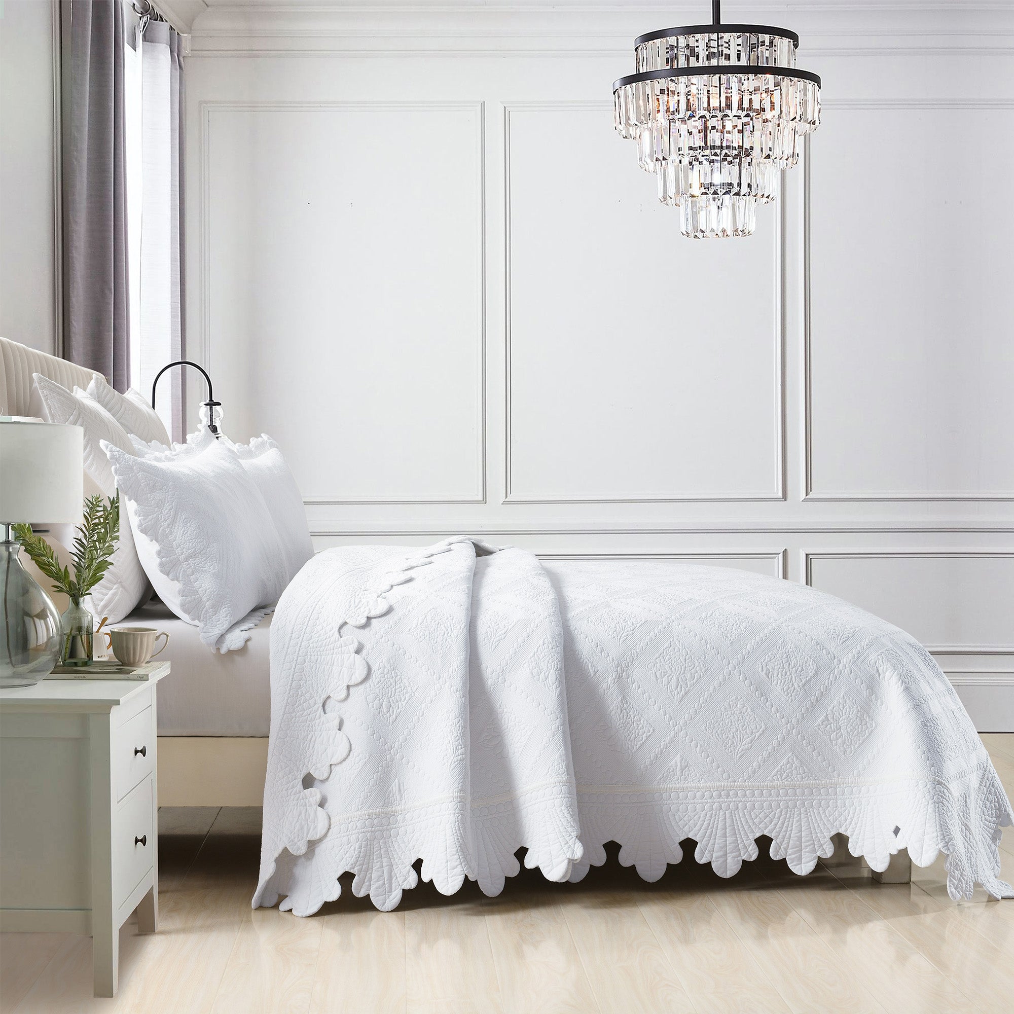 3 Piece 100% Cotton Oversized Lightweight Quilt Bedspread Set TK
