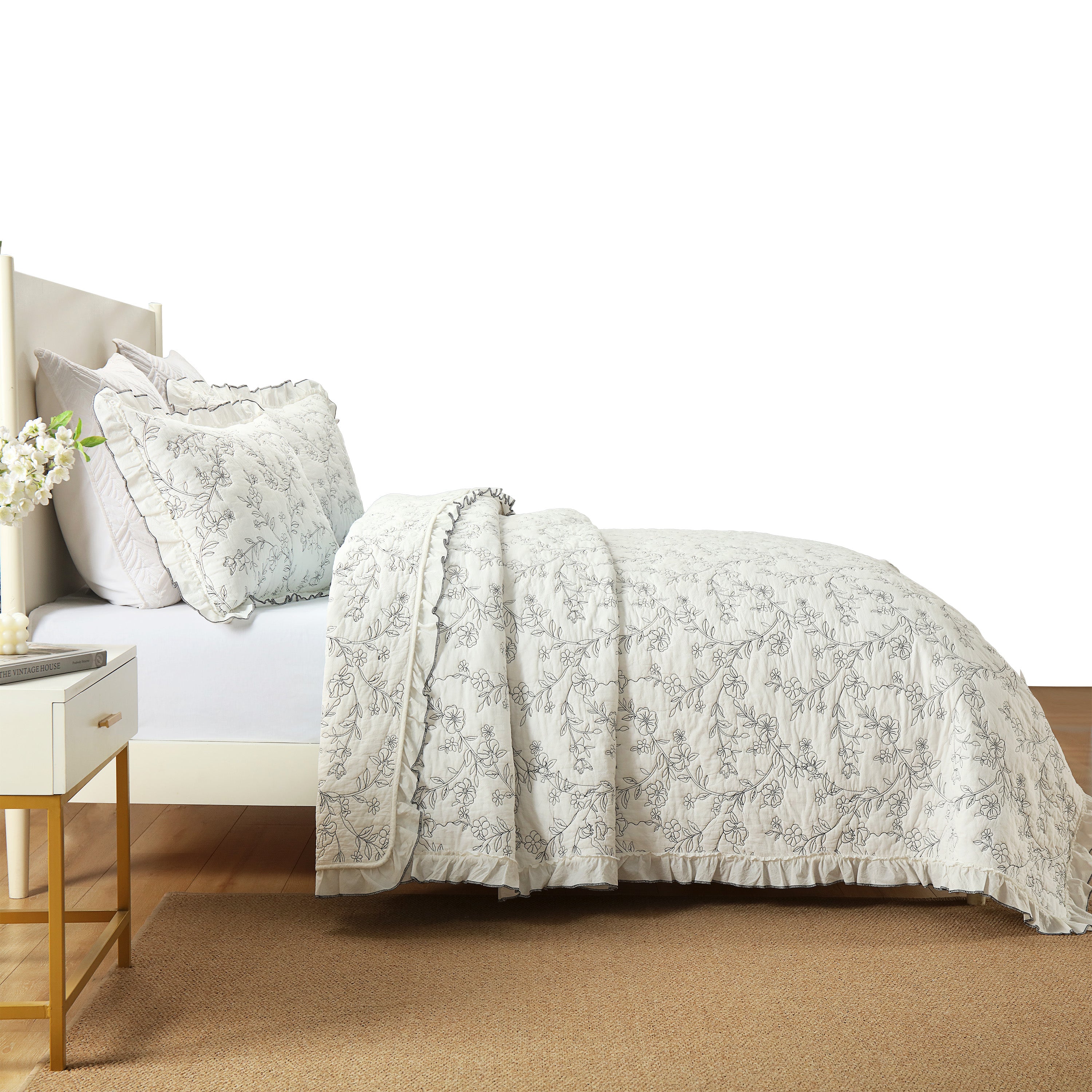 3-Piece 100% Cotton Oversized Bedspread Set Coverlet Set Lightweight Quilt Set BY320