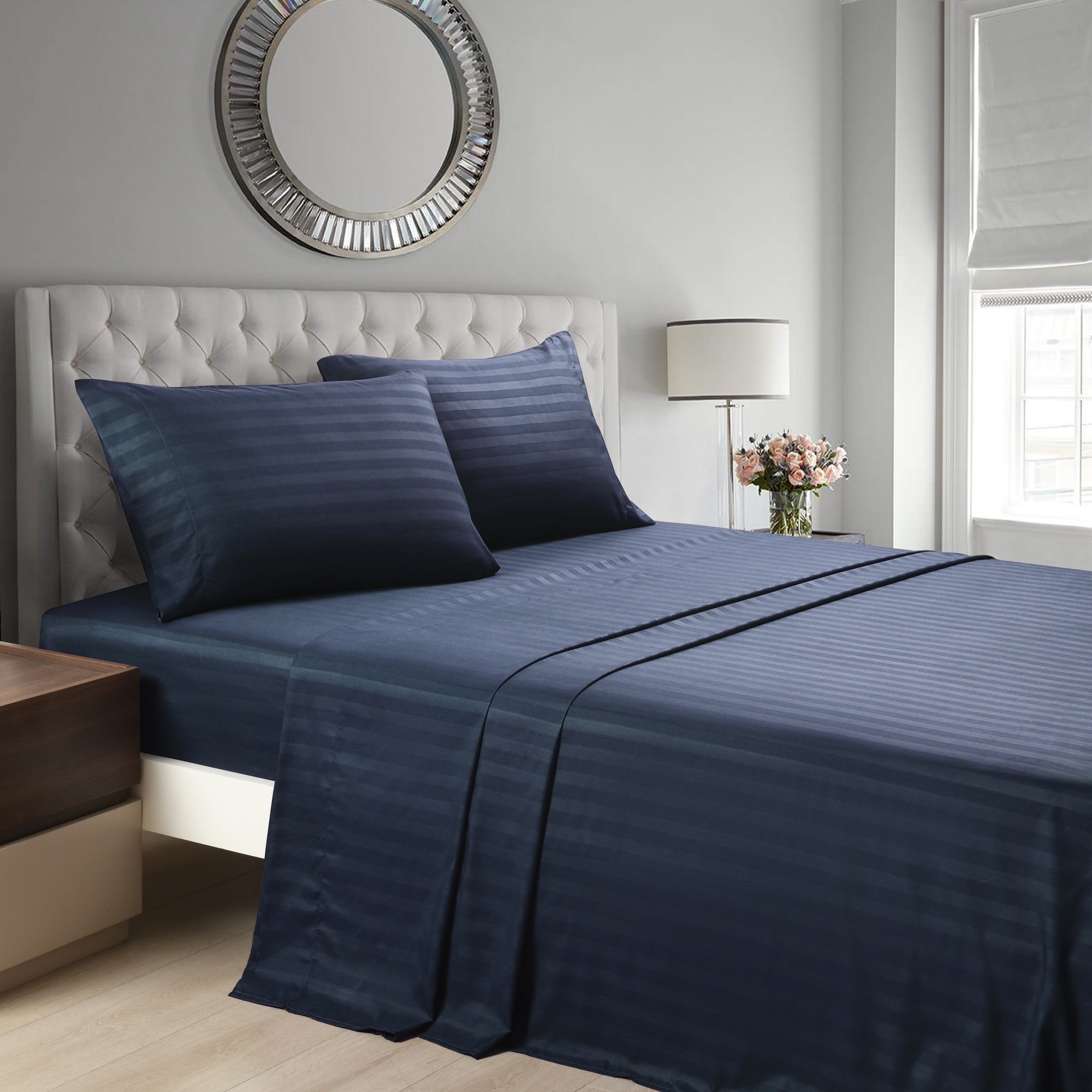 3/4 Piece Luxury Stripe Bed Sheet Set – Soft Hotel Bedding Collection 35000