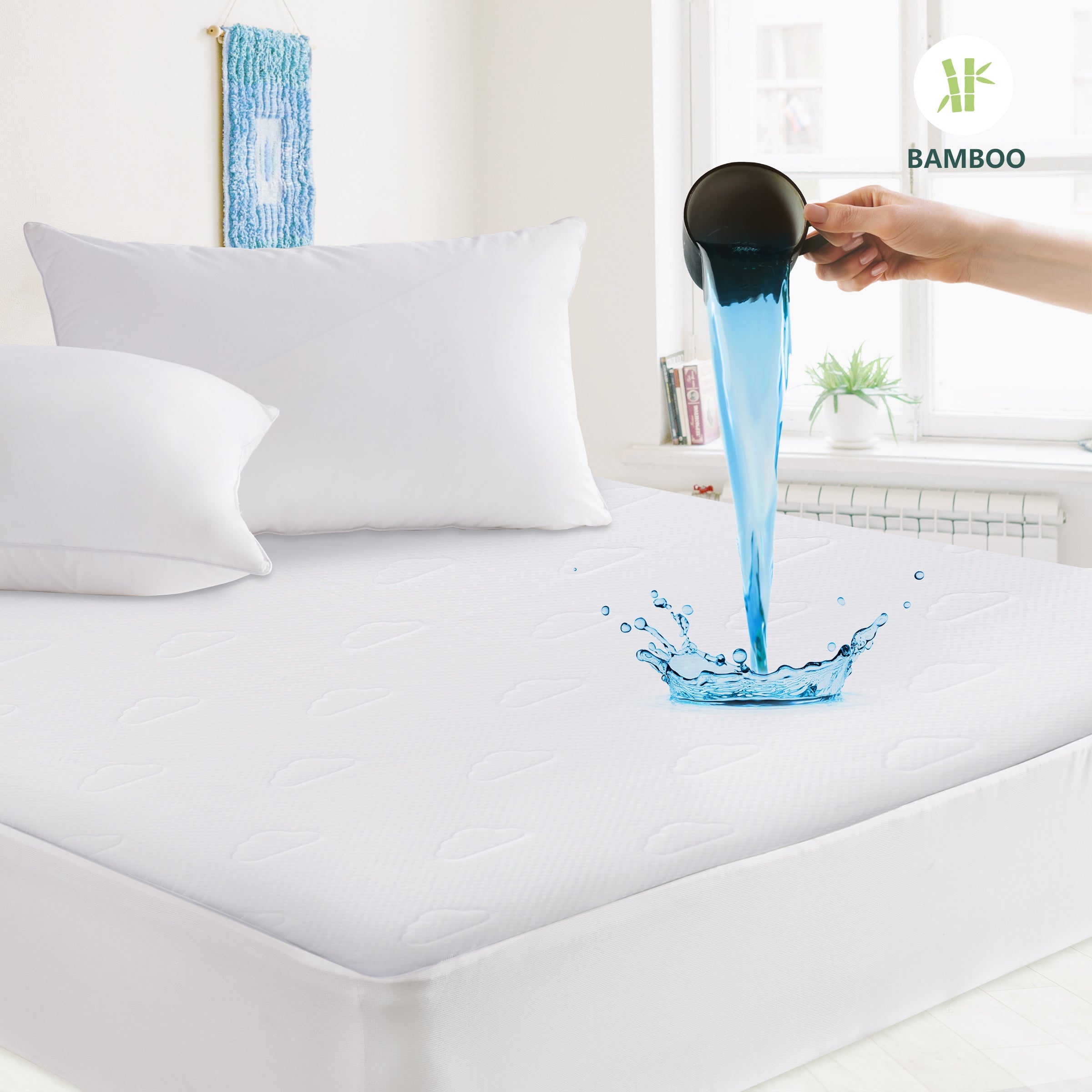 Bamboo Viscose Waterproof Mattress Protector Cover Soft Breathable Fitted Mattress Pad