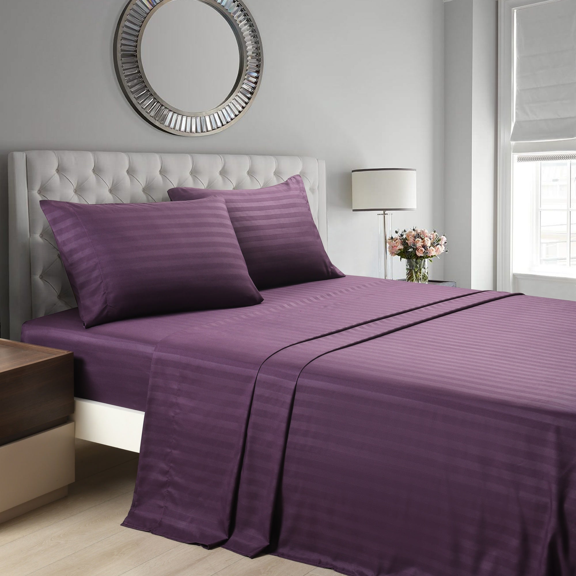 3/4 Piece Luxury Stripe Bed Sheet Set – Soft Hotel Bedding Collection 35000
