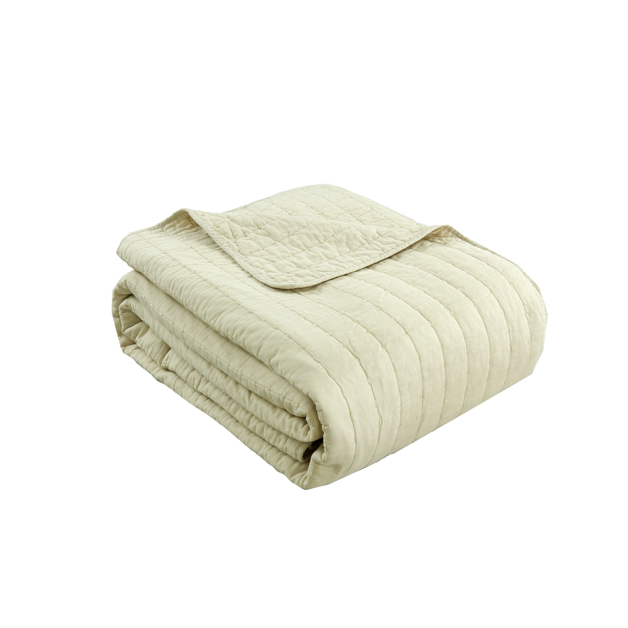 3 Piece 100% Cotton Quilt Set, Oversized Lightweight Channel Quilted Bedspread