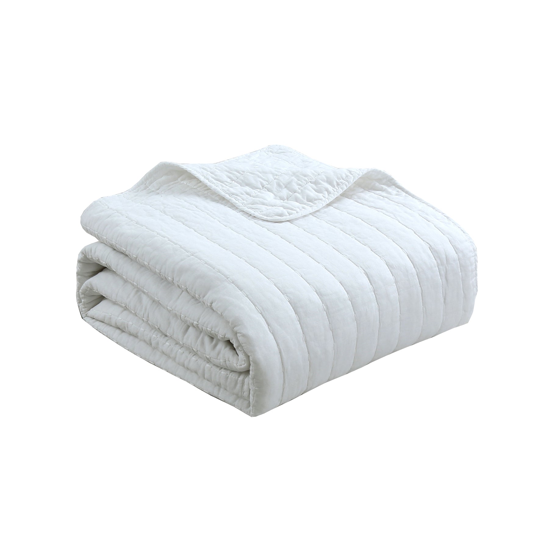3 Piece 100% Cotton Quilt Set, Oversized Lightweight Channel Quilted Bedspread