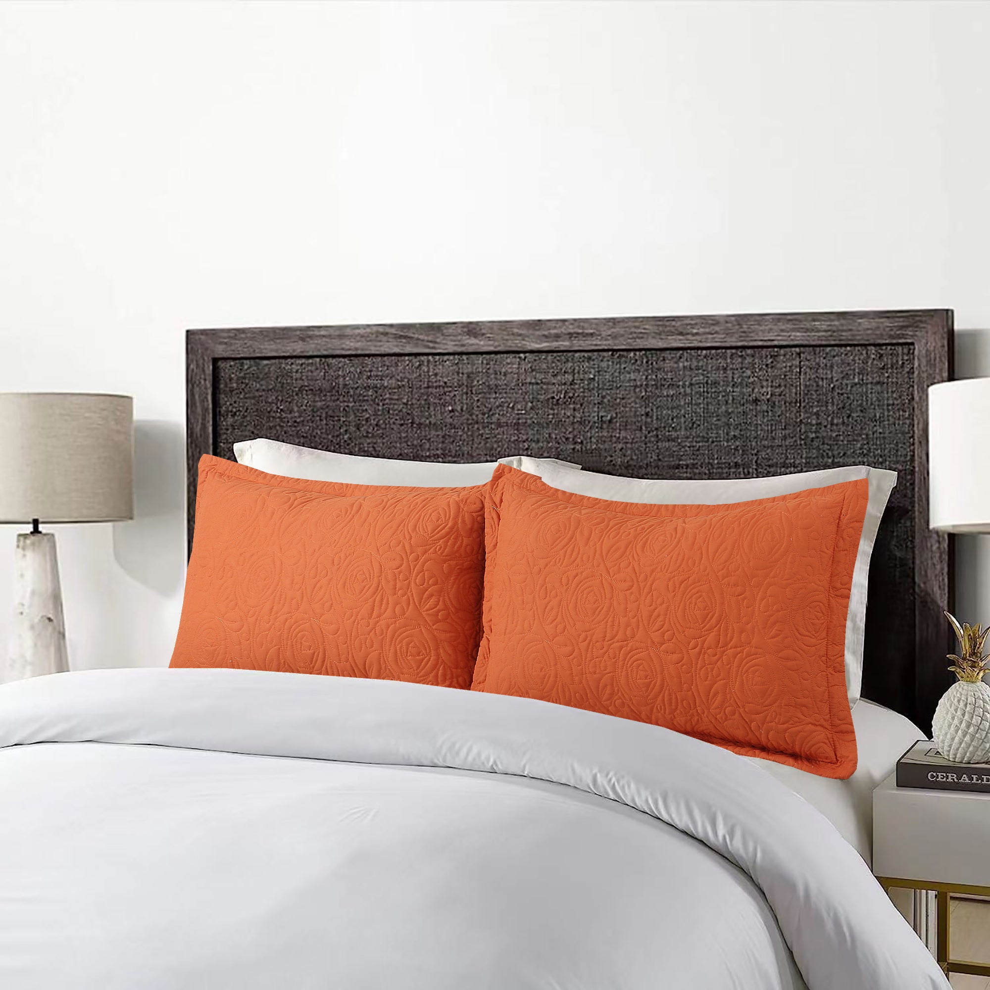 2 Piece Embroidered Pillow Shams Standard Size