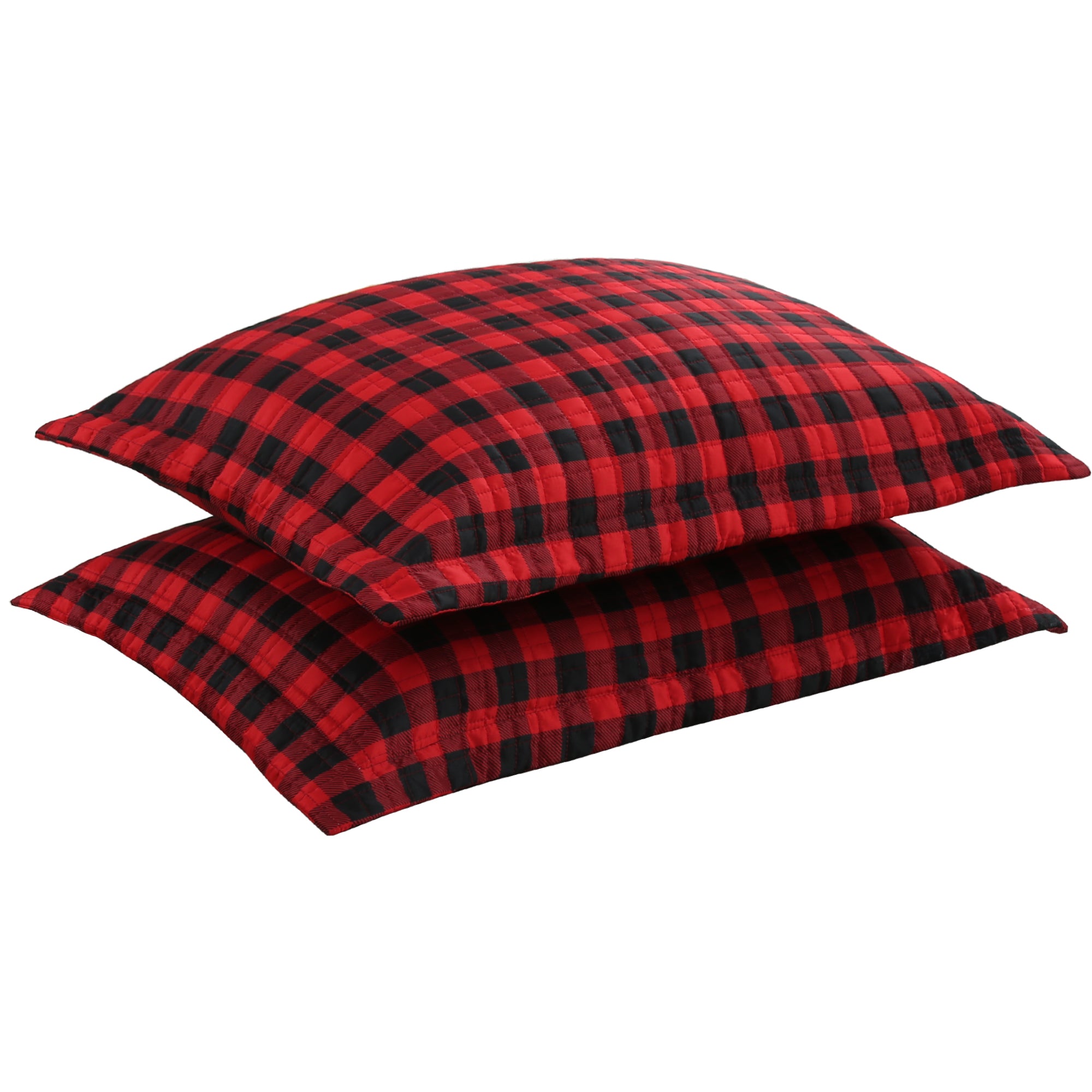 2 Piece Buffalo Plaid Pillow Shams, Microfiber Decorative Covers with Zipper