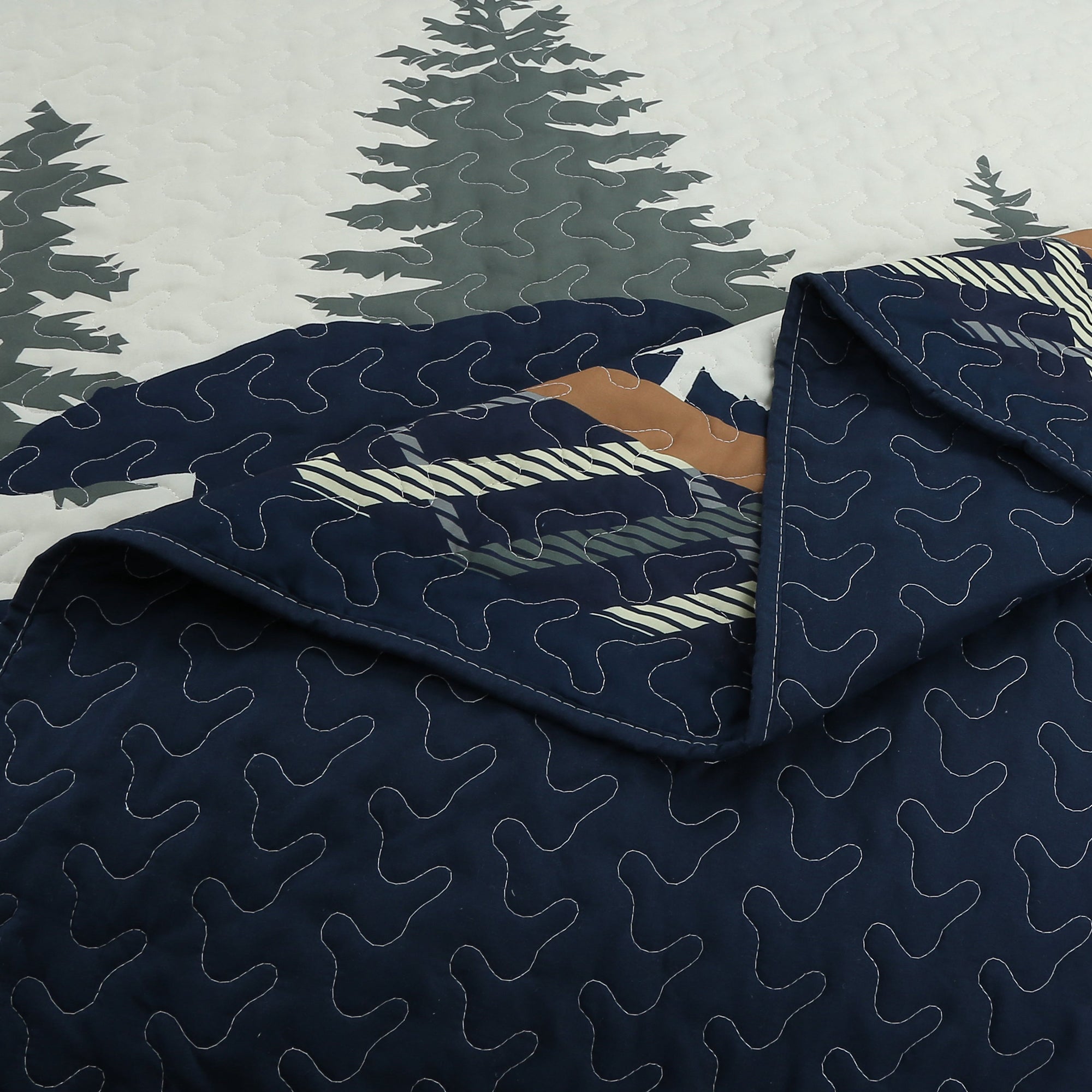 3 Piece Rustic Cabin Bear Forest Quilt Set – Lodge Country Bedspread ME504