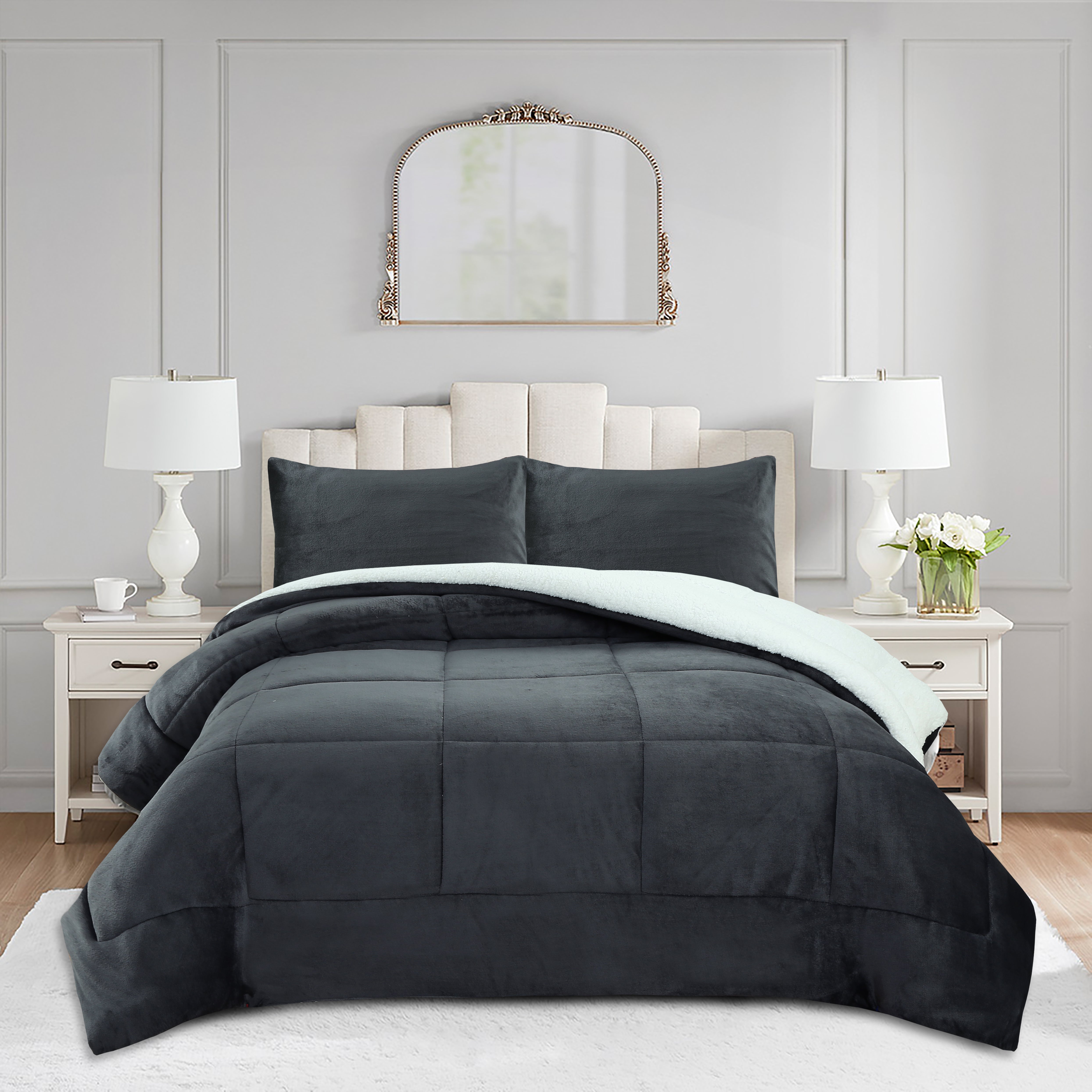 3 Piece Soft Cozy Plush Solid Color Comforter Set