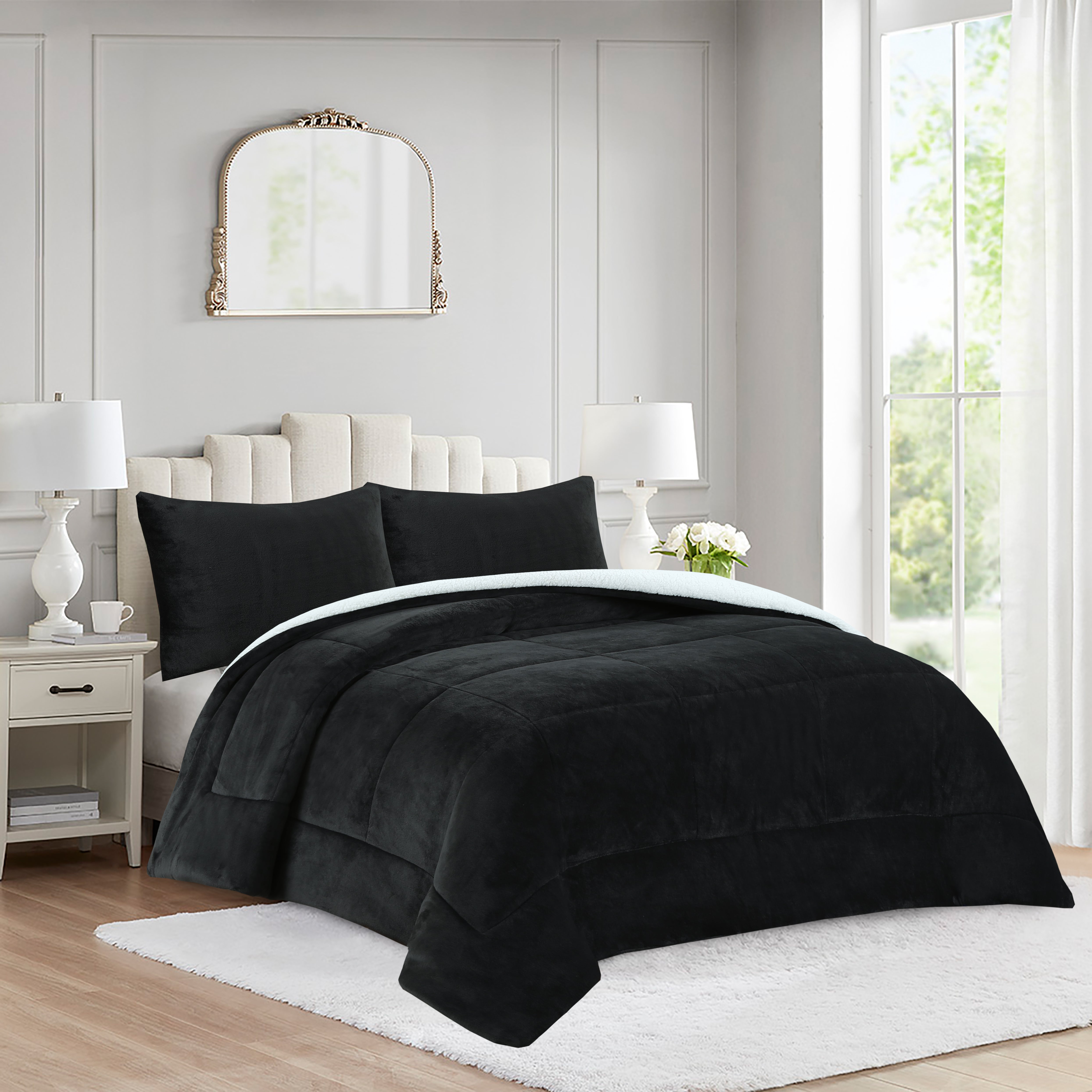3 Piece Soft Cozy Plush Solid Color Comforter Set