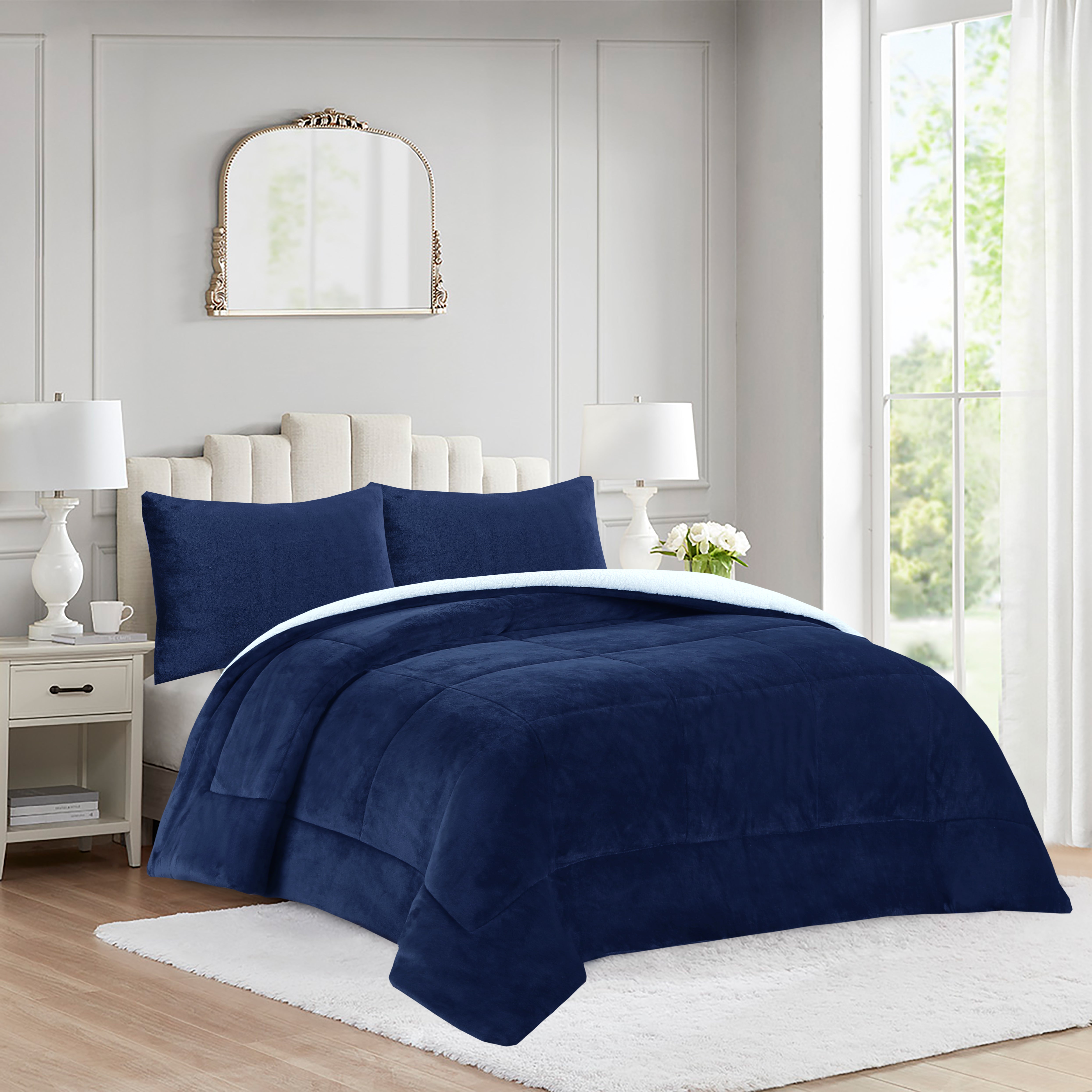 3 Piece Soft Cozy Plush Solid Color Comforter Set
