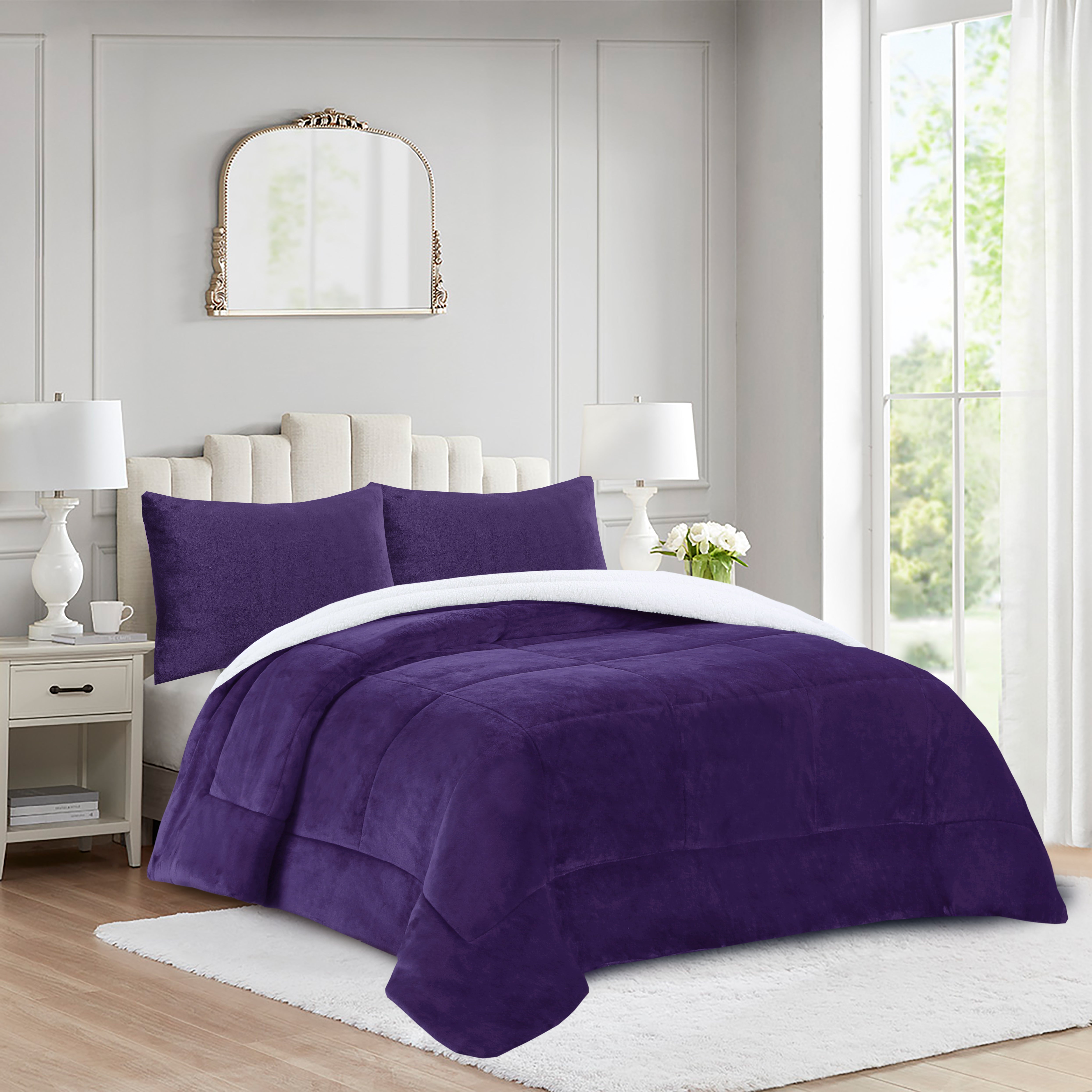 3 Piece Soft Cozy Plush Solid Color Comforter Set
