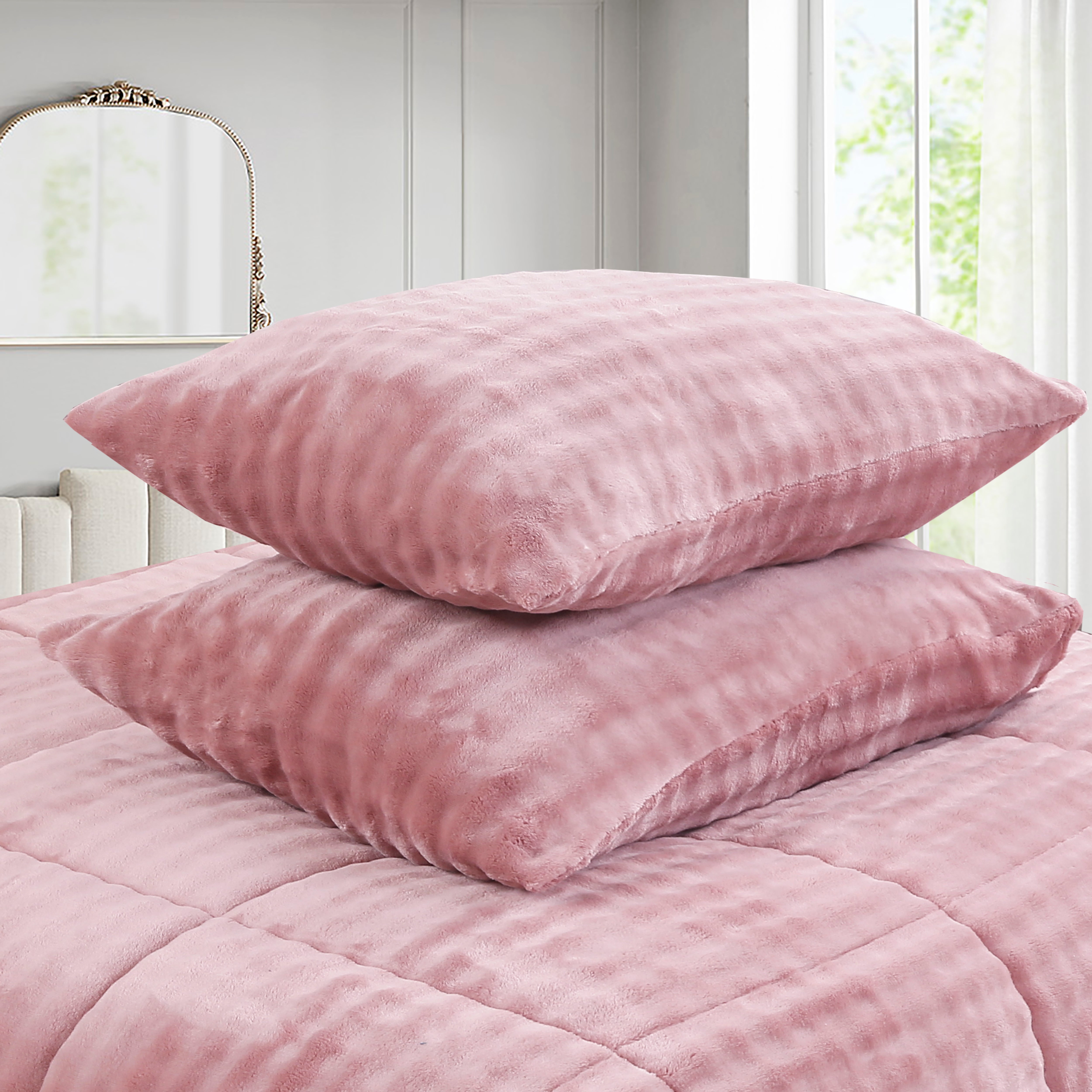 3 Piece Plush Flannel Comforter Set – Soft Bubble Velvet