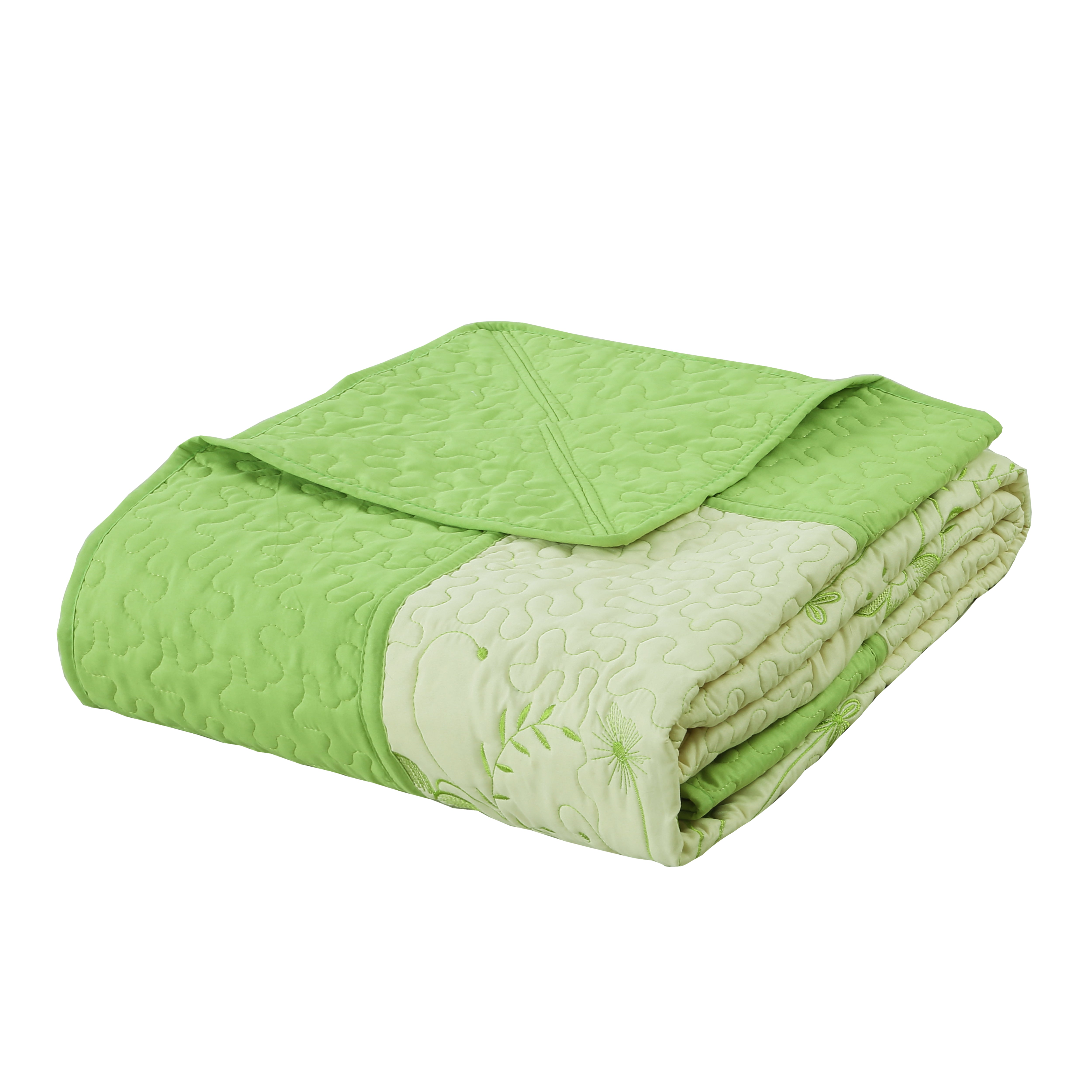 3 Piece Queen Size Embroidered Floral Quilt Bedspread Set