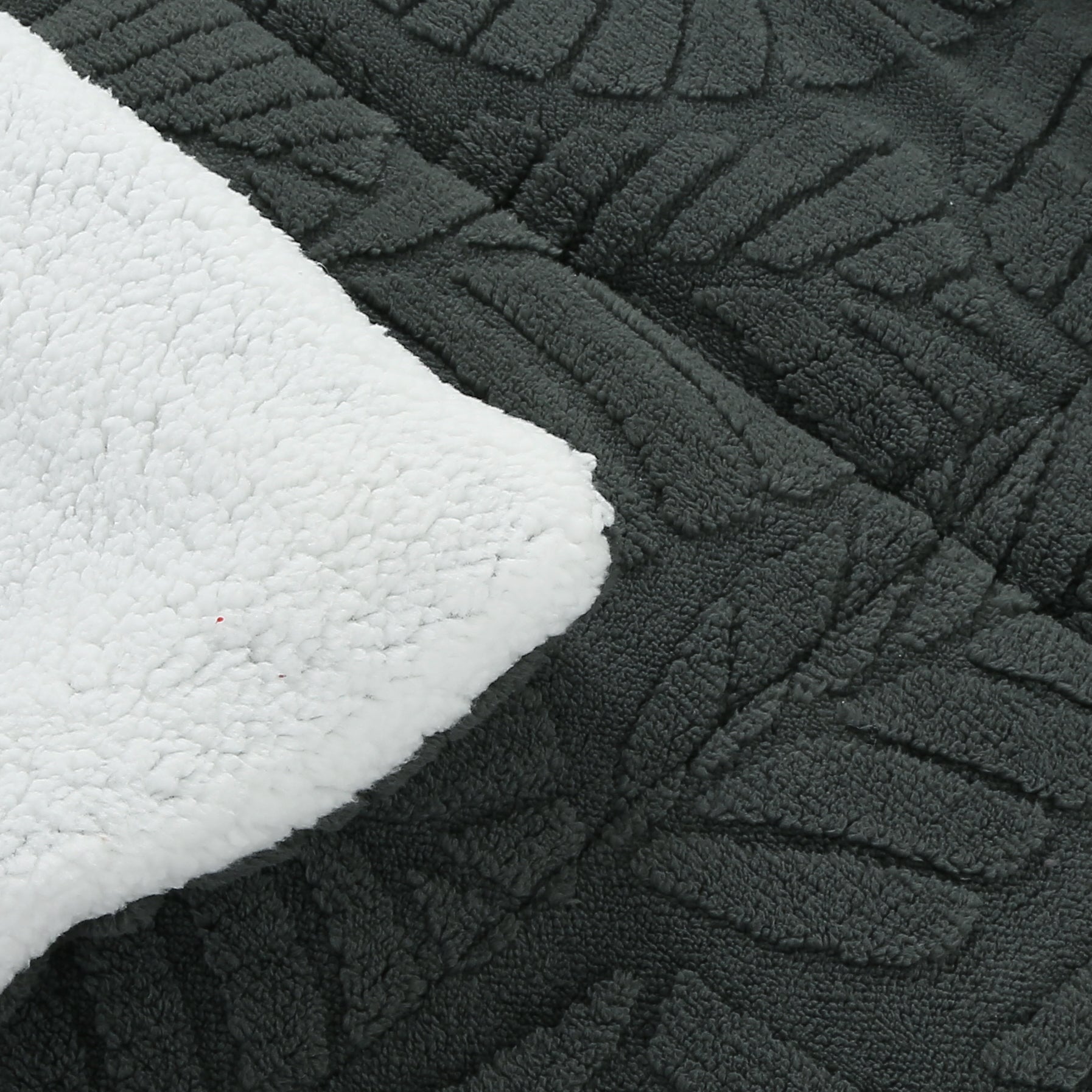 Soft 3 Piece Leaf Pattern Jacquard Plush Comforter Set MEL