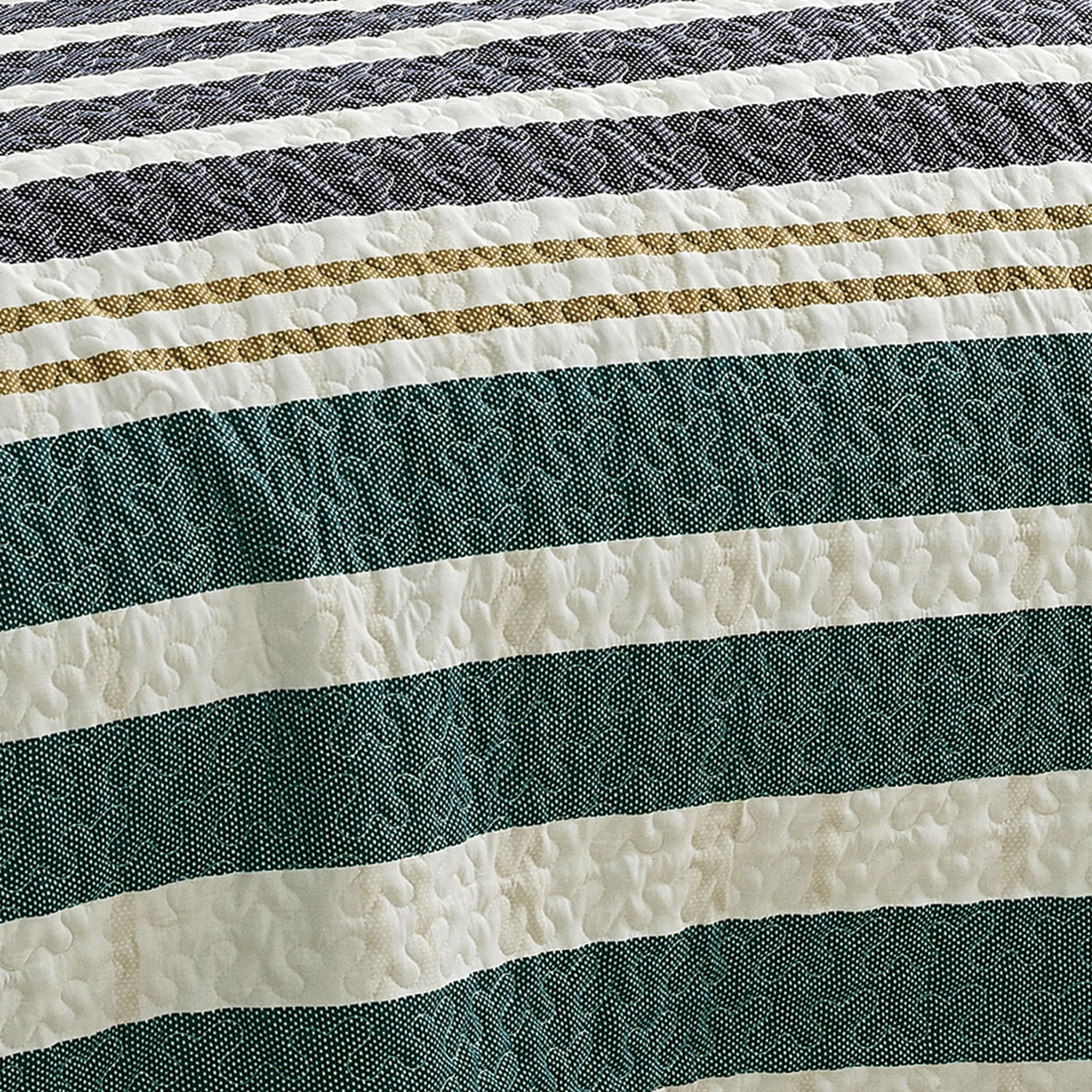3 Piece Coastal Striped Quilt Set Lightweight Bedspread Madras