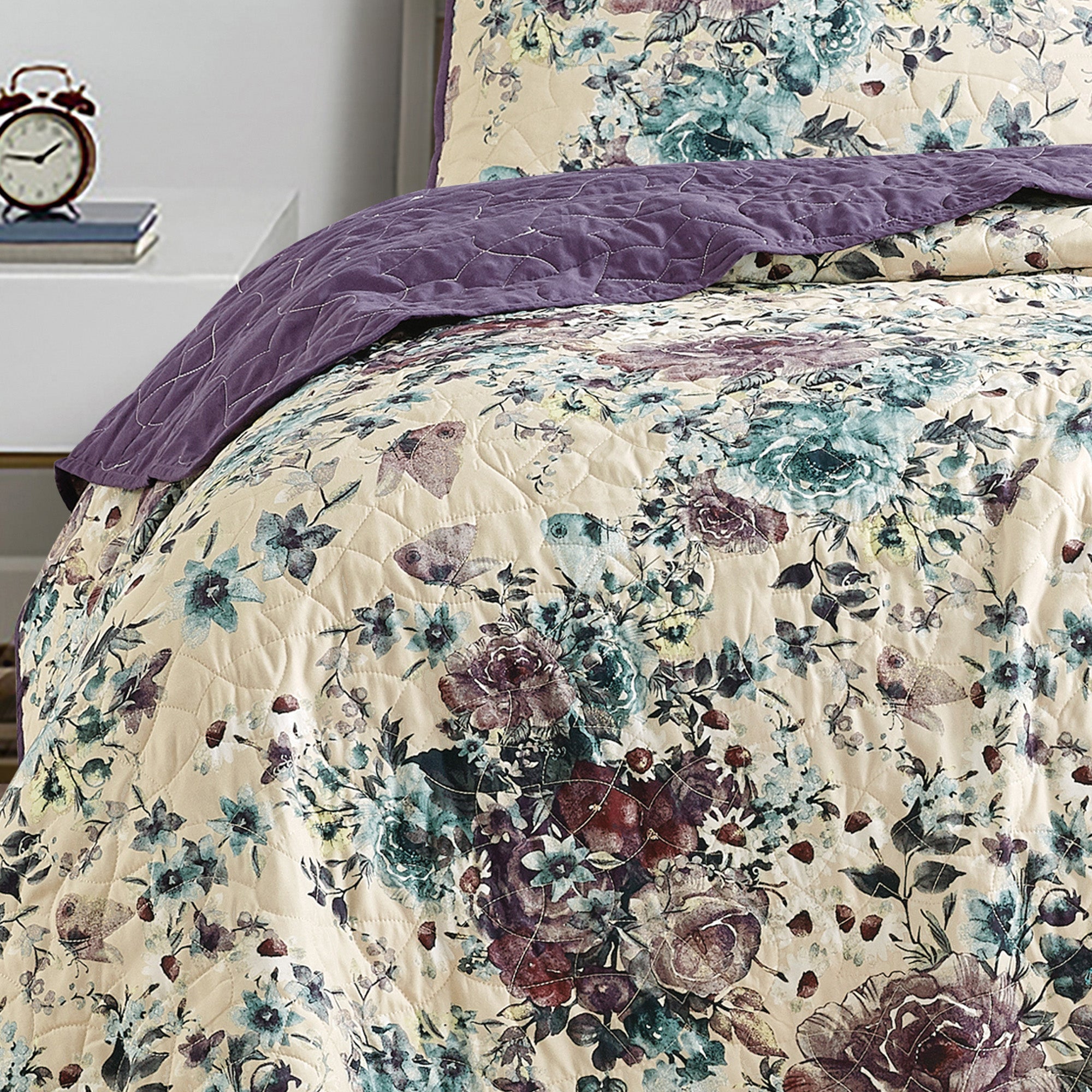 3 Piece Printed Lightweight Quilt Bedspread Set Helie 22681