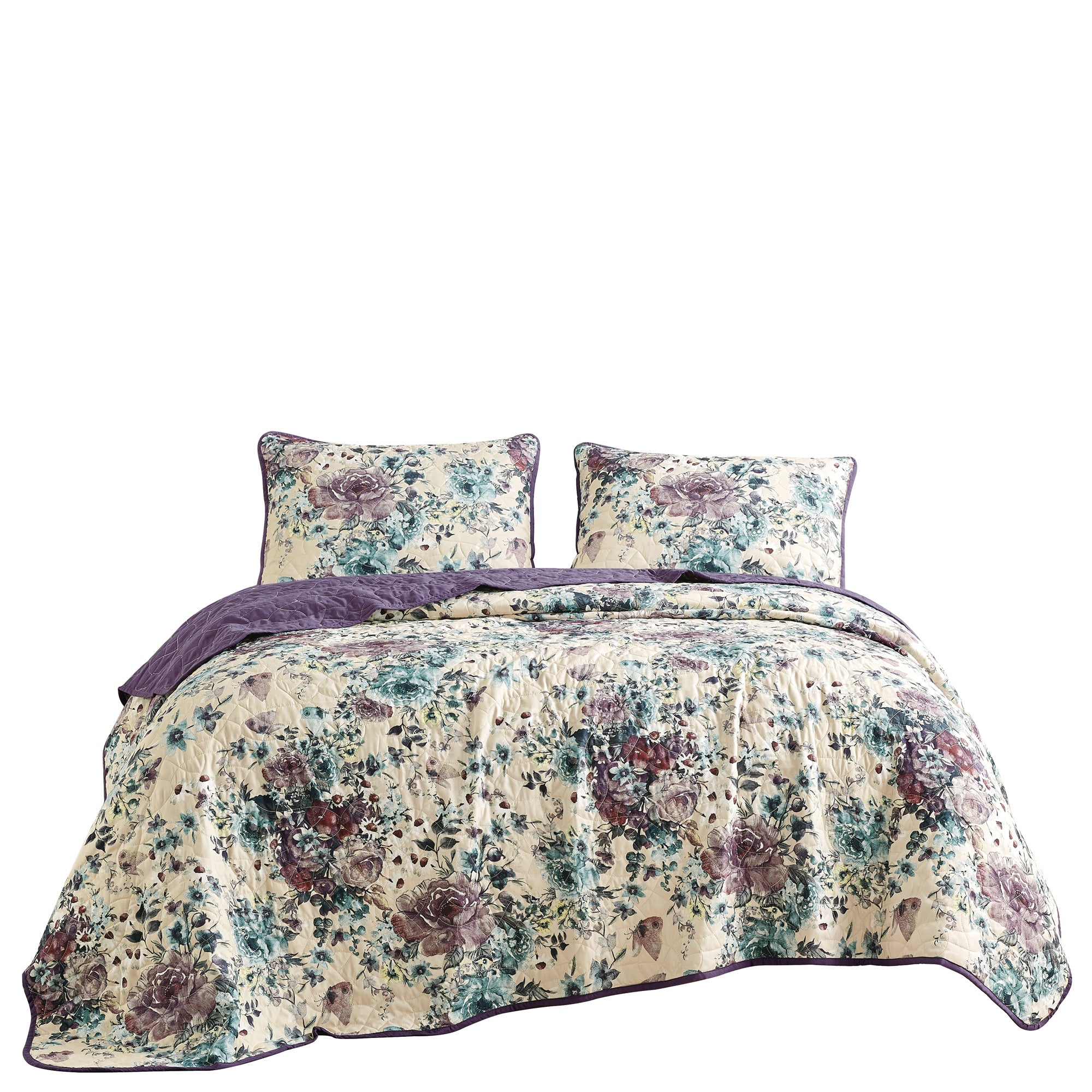 3 Piece Printed Lightweight Quilt Bedspread Set Helie 22681